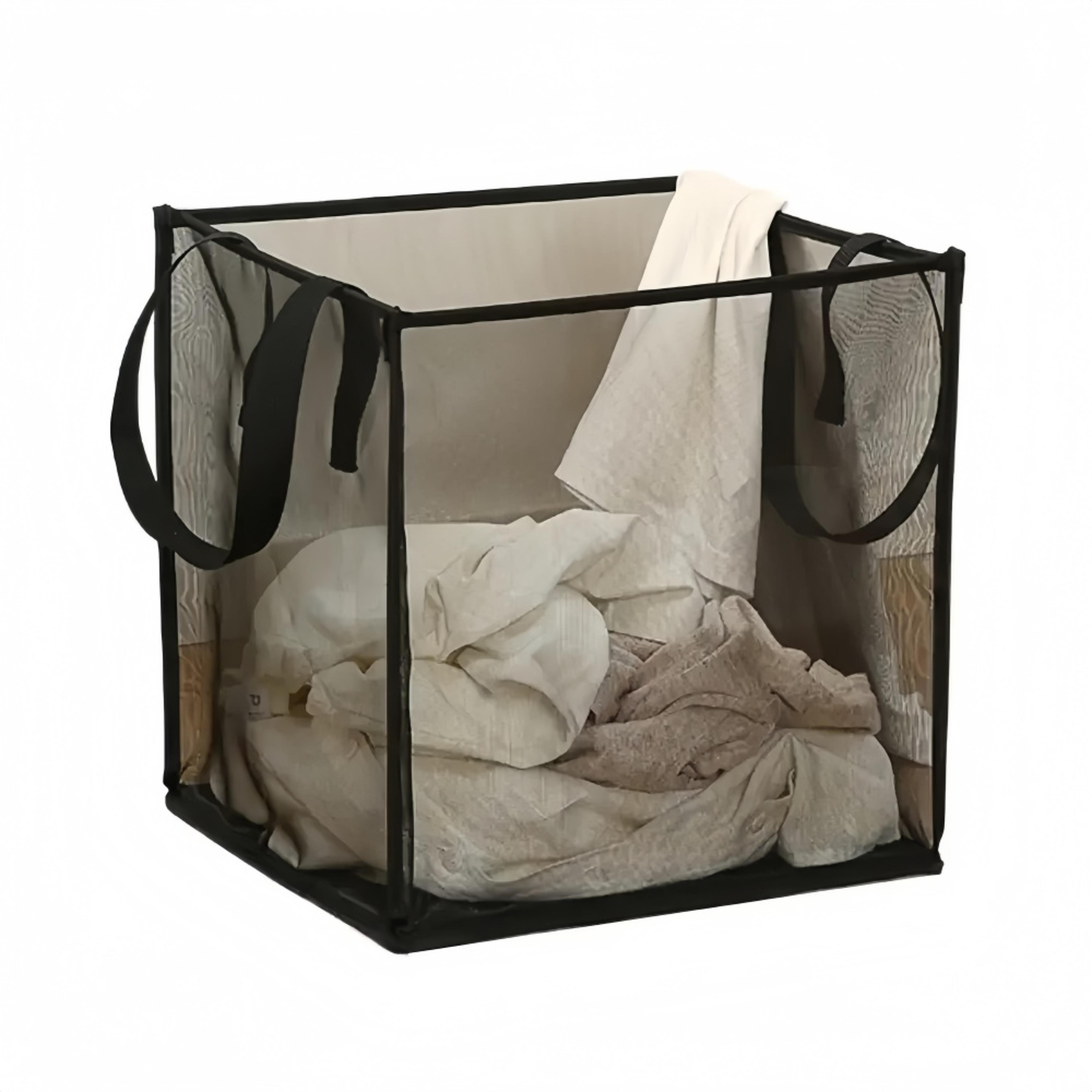 large mesh laundry hamper with reinforced handles foldable collapsible laundry basket