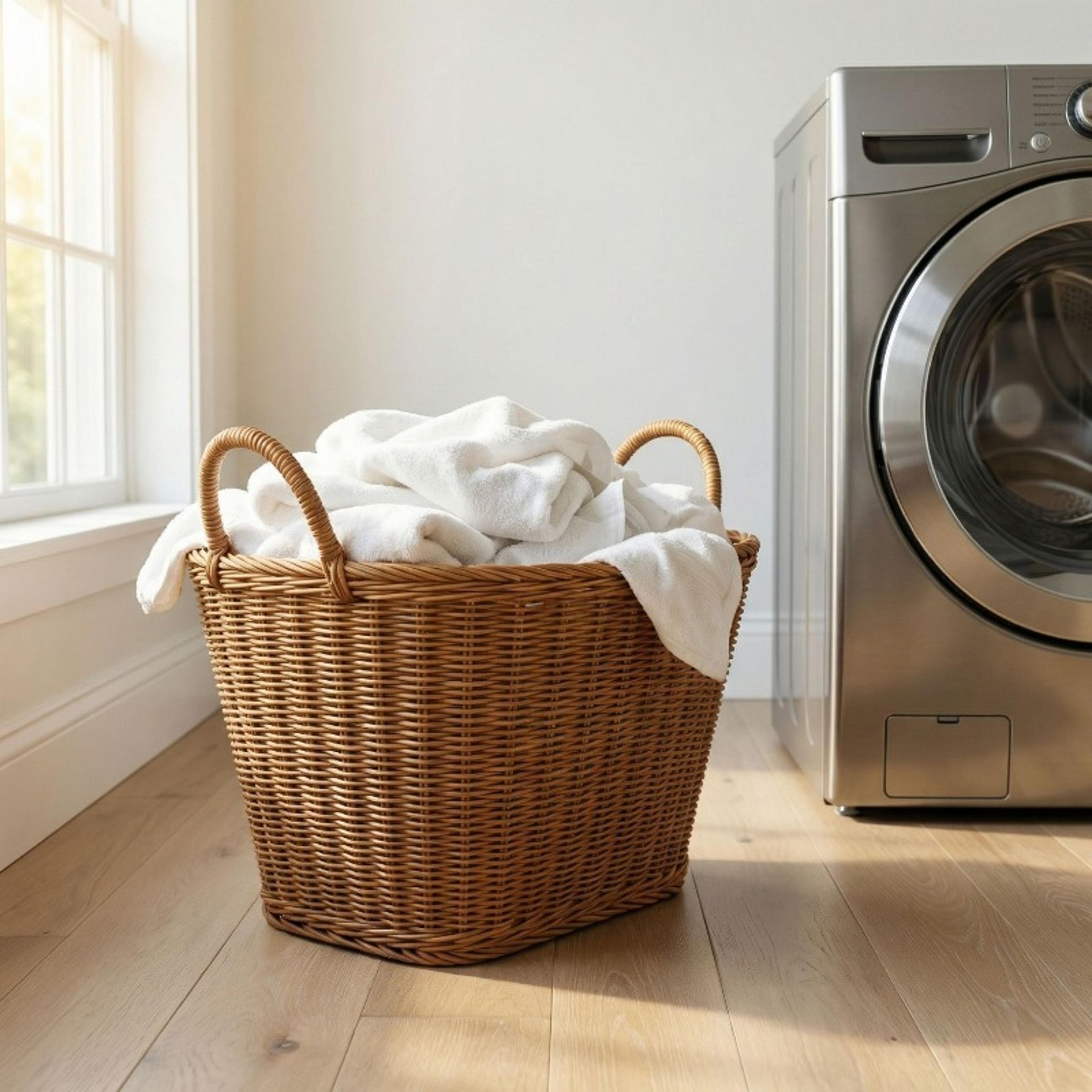 large rattan laundry basket hand woven storage hamper with handles