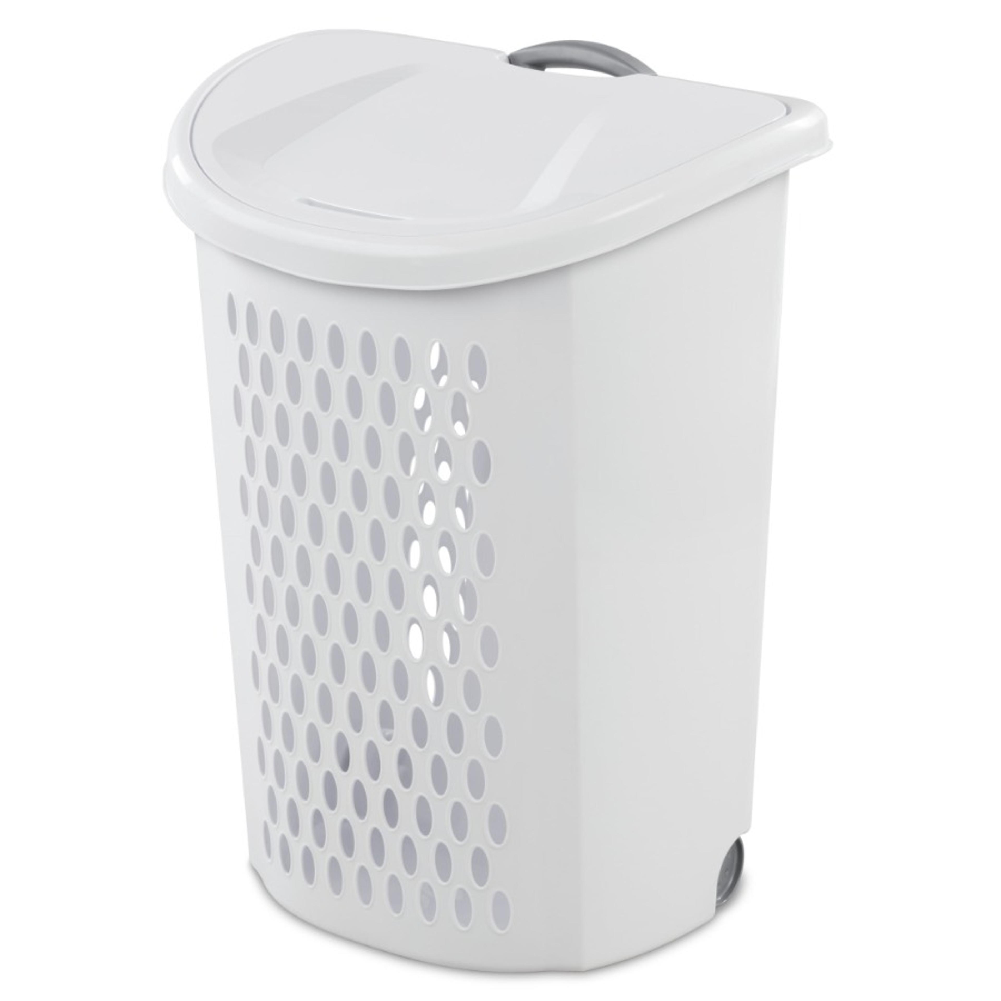 ultra wheeled laundry hamper with lid, rolling laundry basket and retractable handle