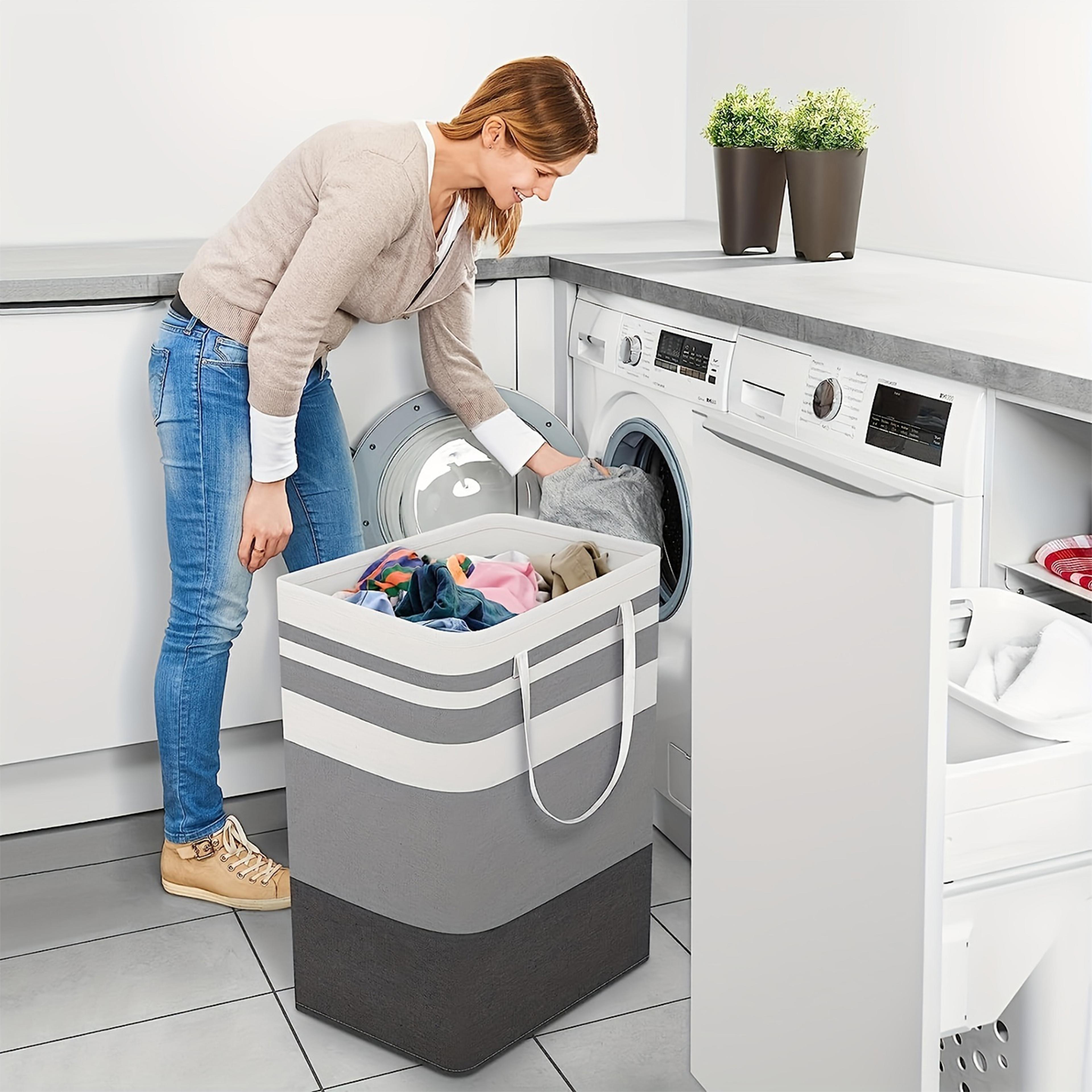large laundry hamper collapsible fabric storage basket with handles