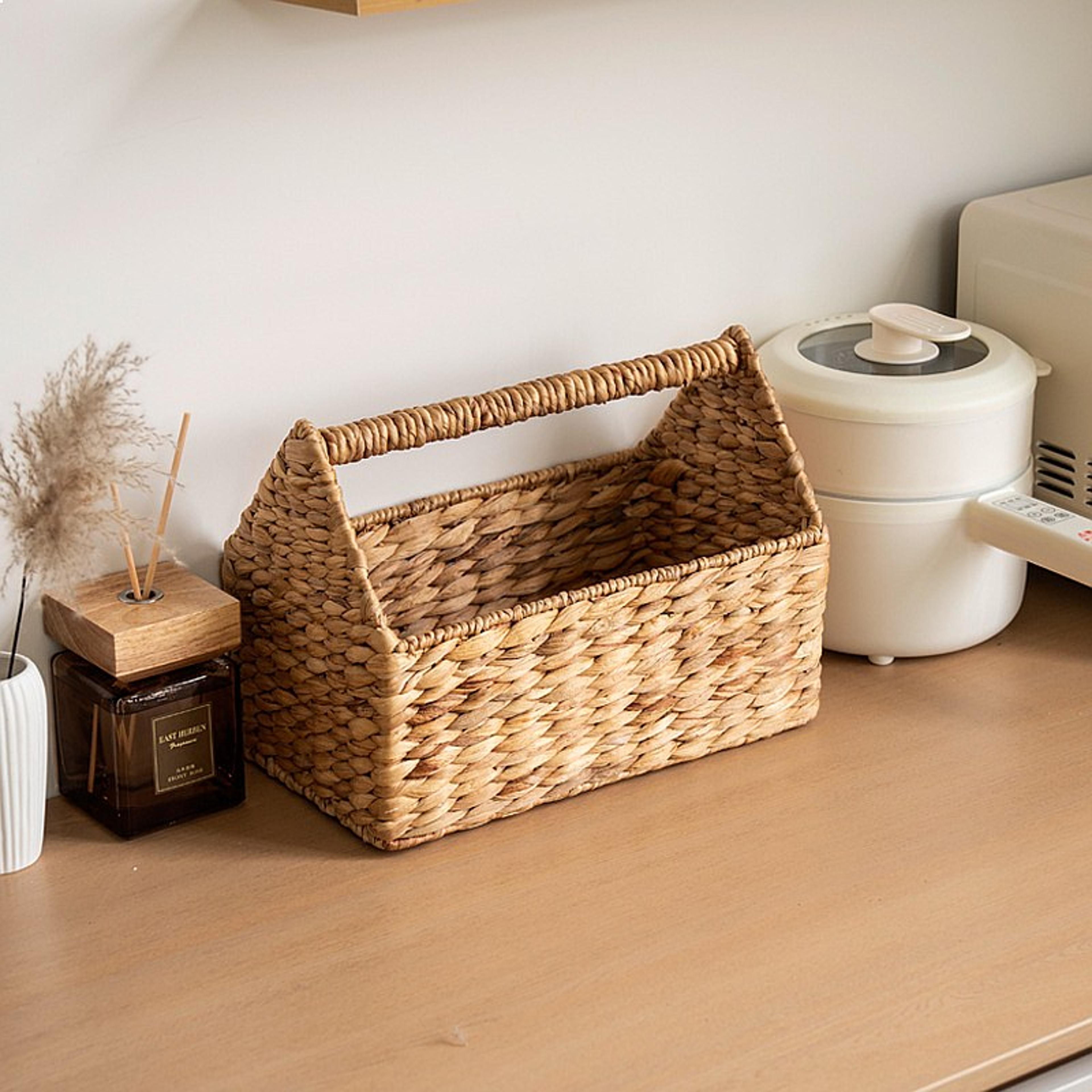woven rope hanging storage basket wall organizer for small spaces