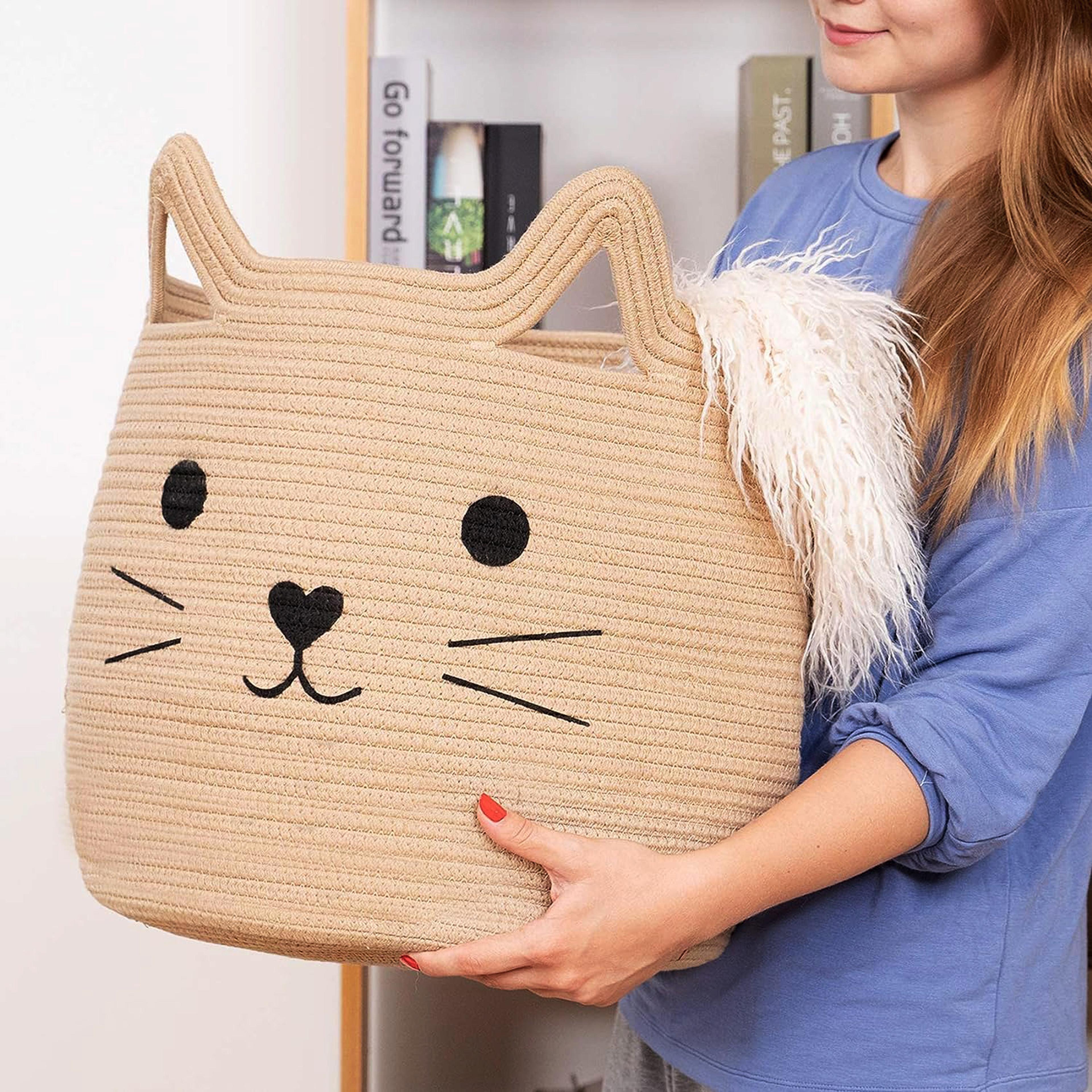 large animal toy storage basket with handles for kids rooms