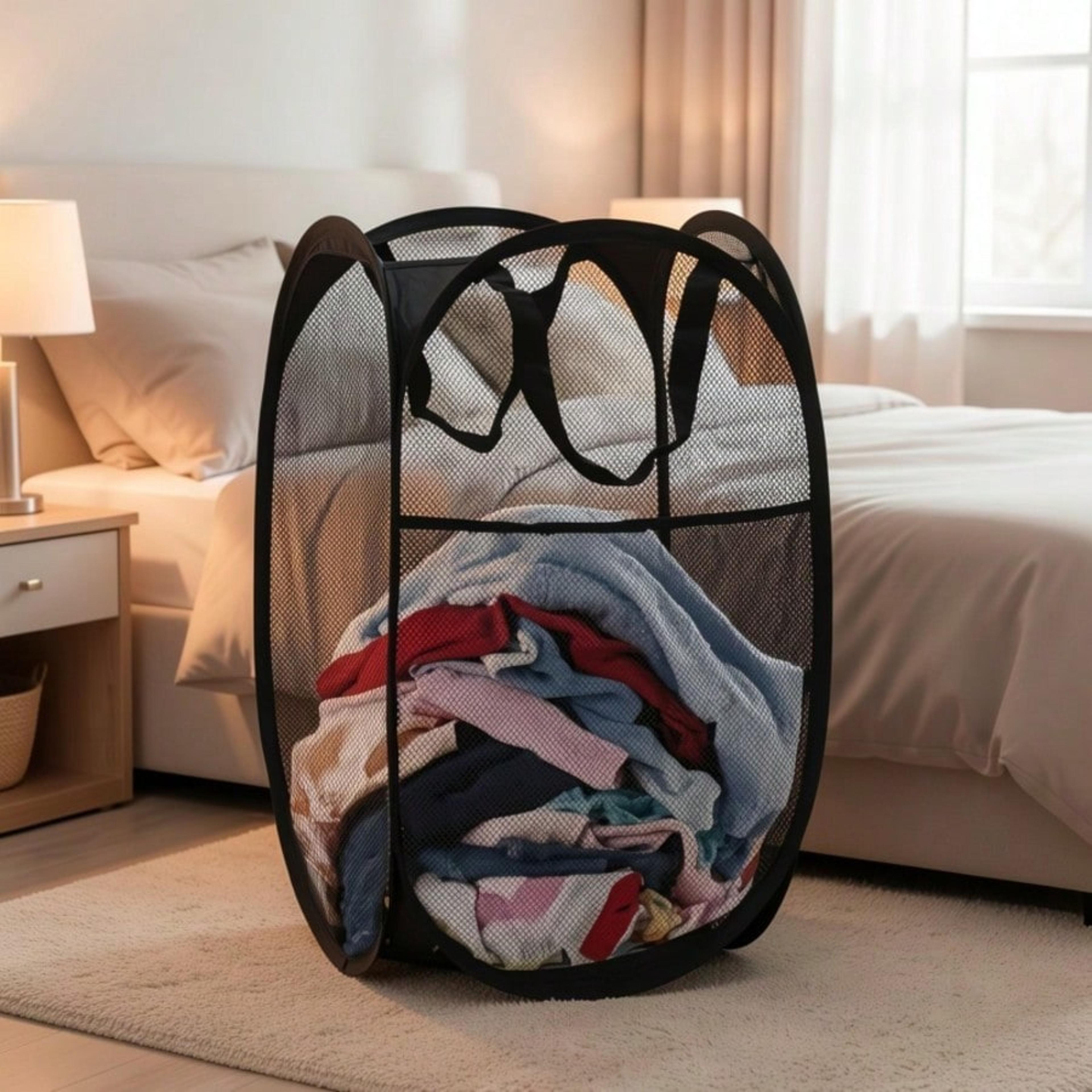 foldable laundry basket large mesh laundry hamper space saving storage bin