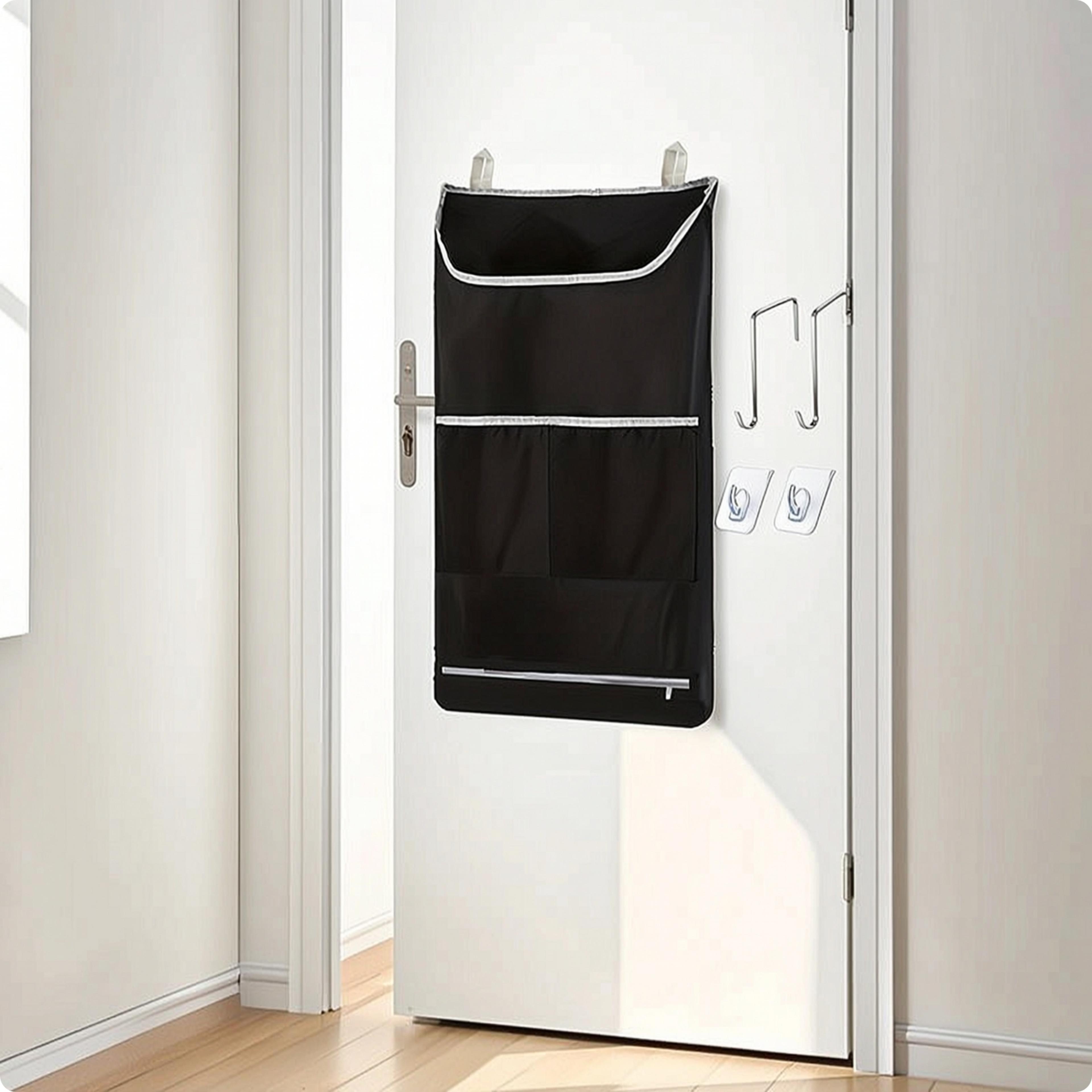 space saving door hanging laundry bag with hooks for dorms and small spaces