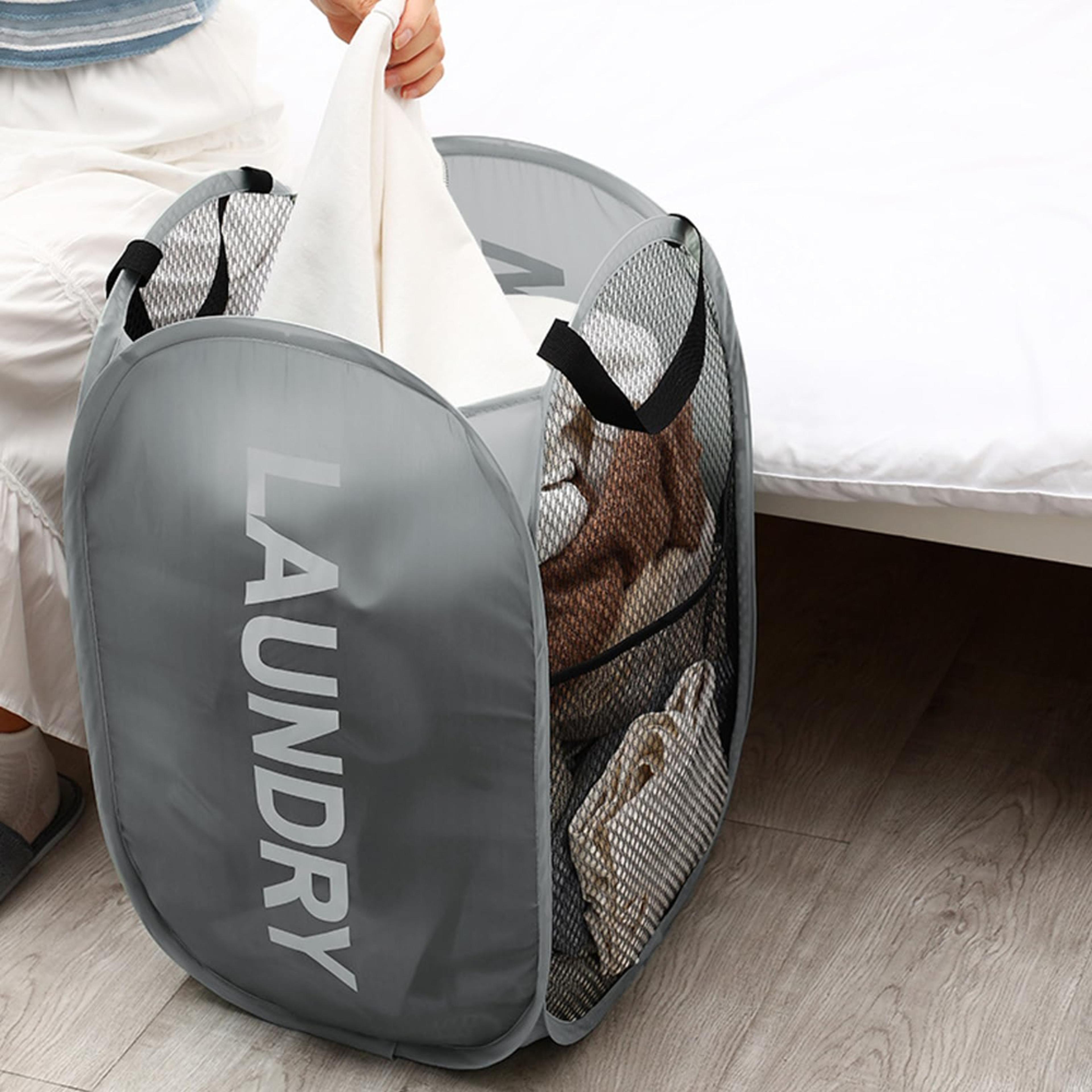 collapsible mesh pop up laundry hamper portable space saving basket