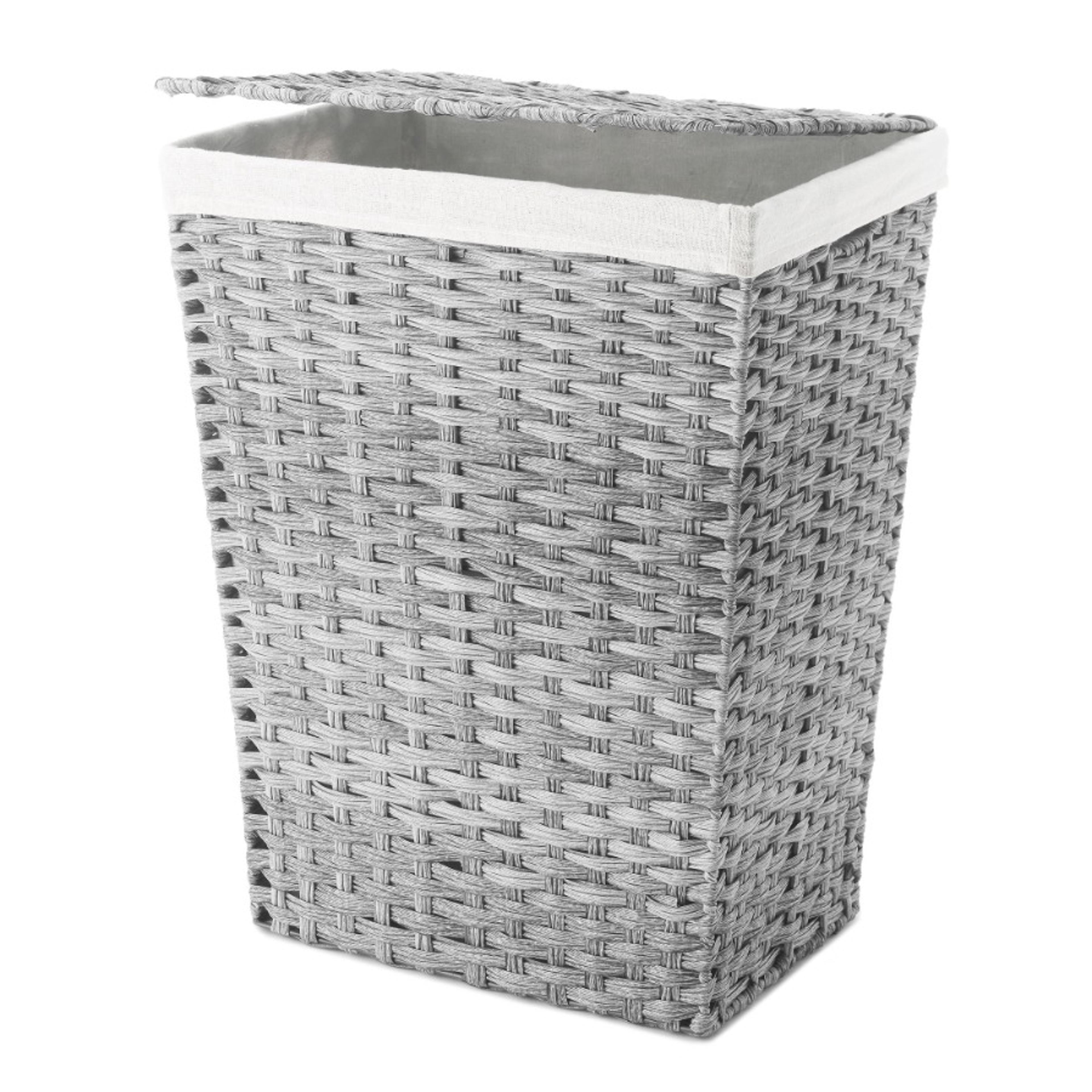rattique laundry hamper with lid and removable liner grey woven basket