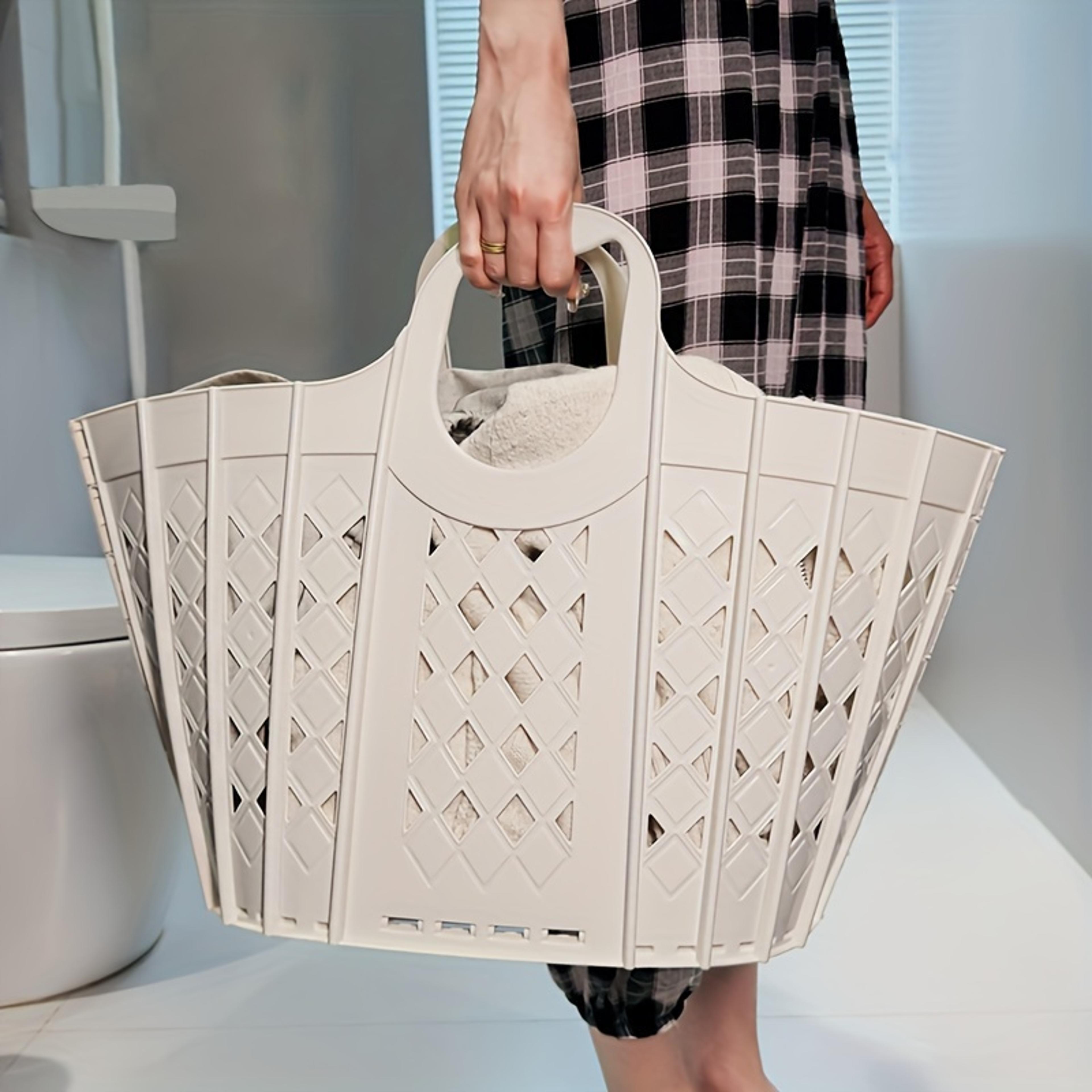large capacity collapsible laundry basket with handles and stackable storage design