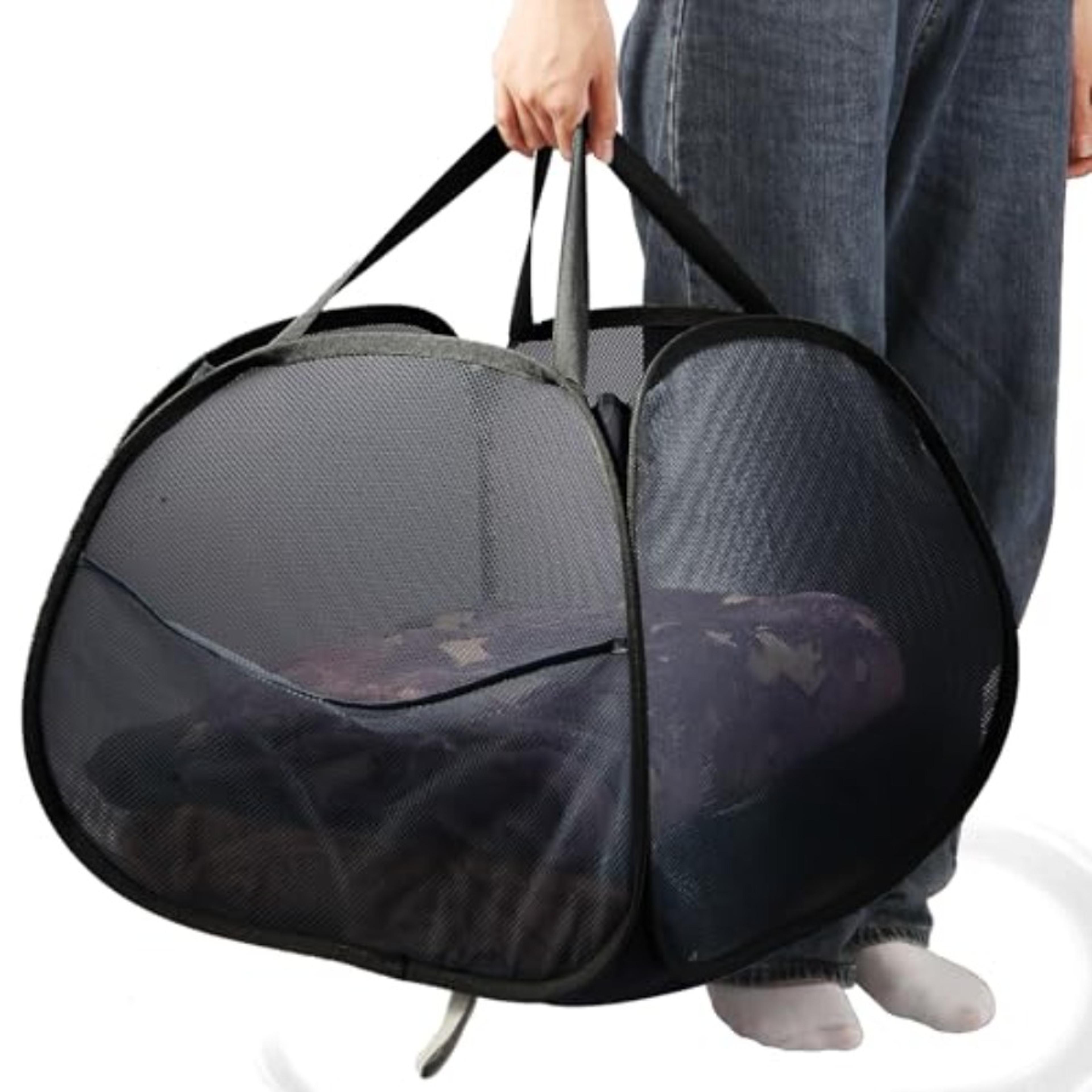 collapsible mesh laundry hamper with handles