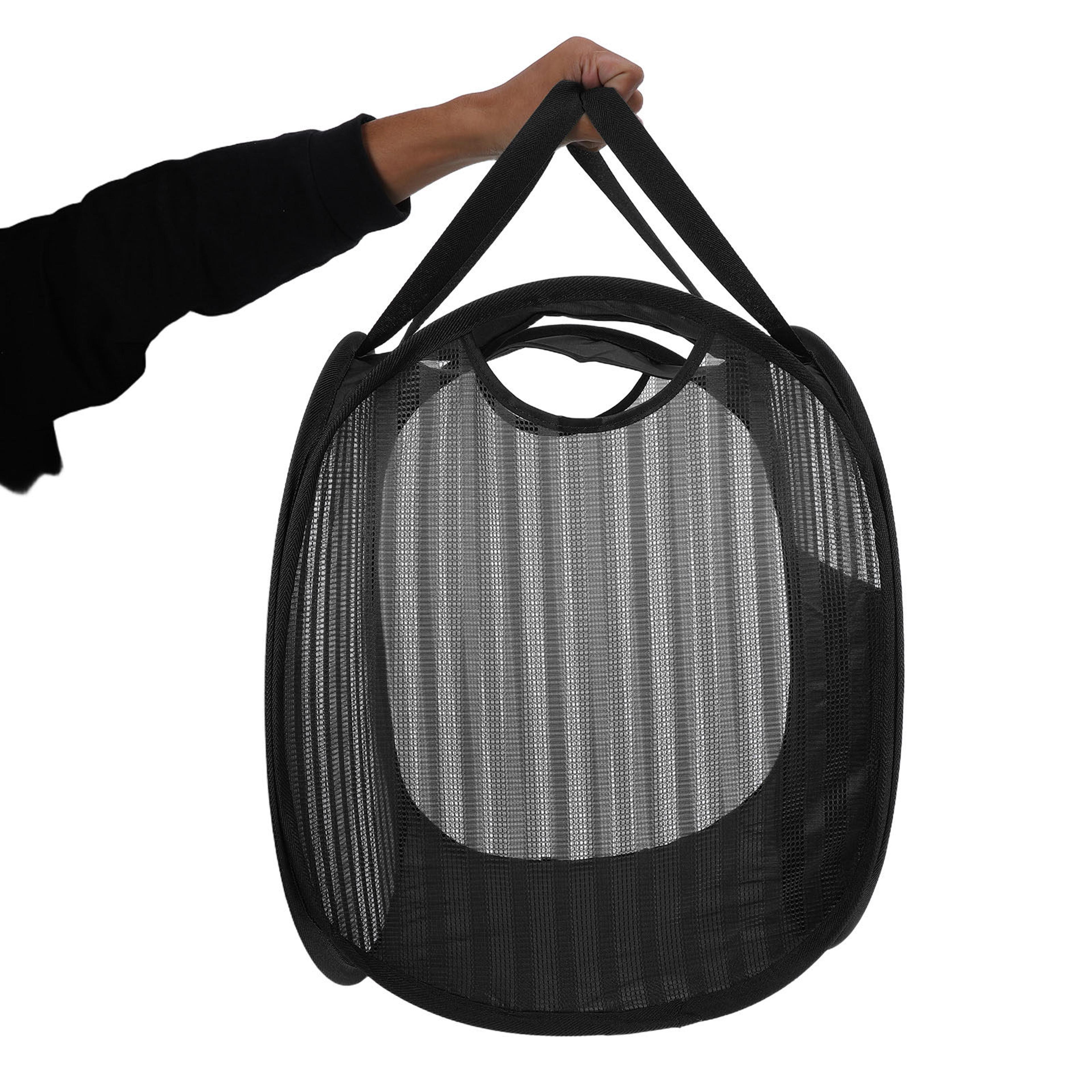 pop up mesh laundry hamper foldable portable basket with handles