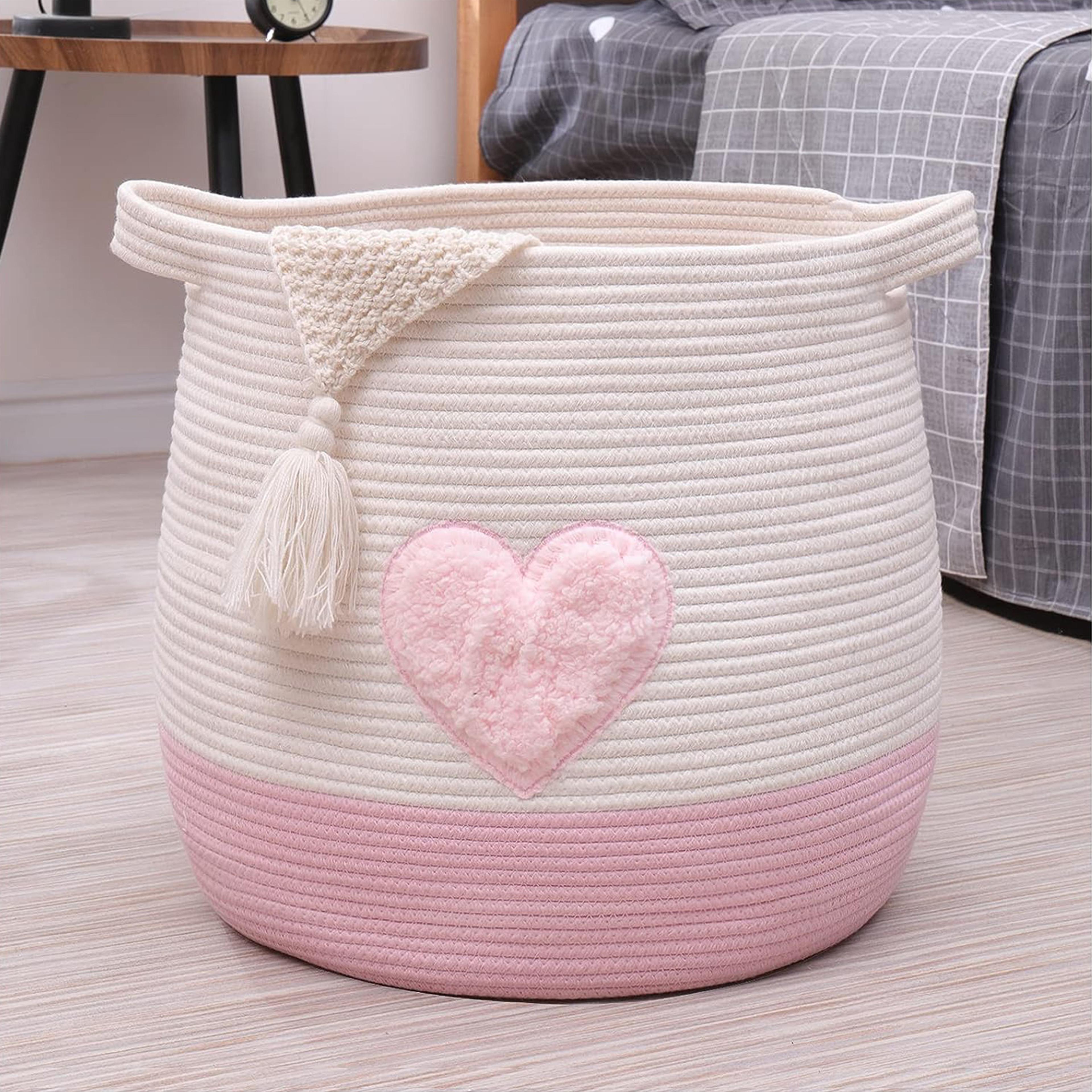 large cotton rope basket woven toy storage and laundry hamper