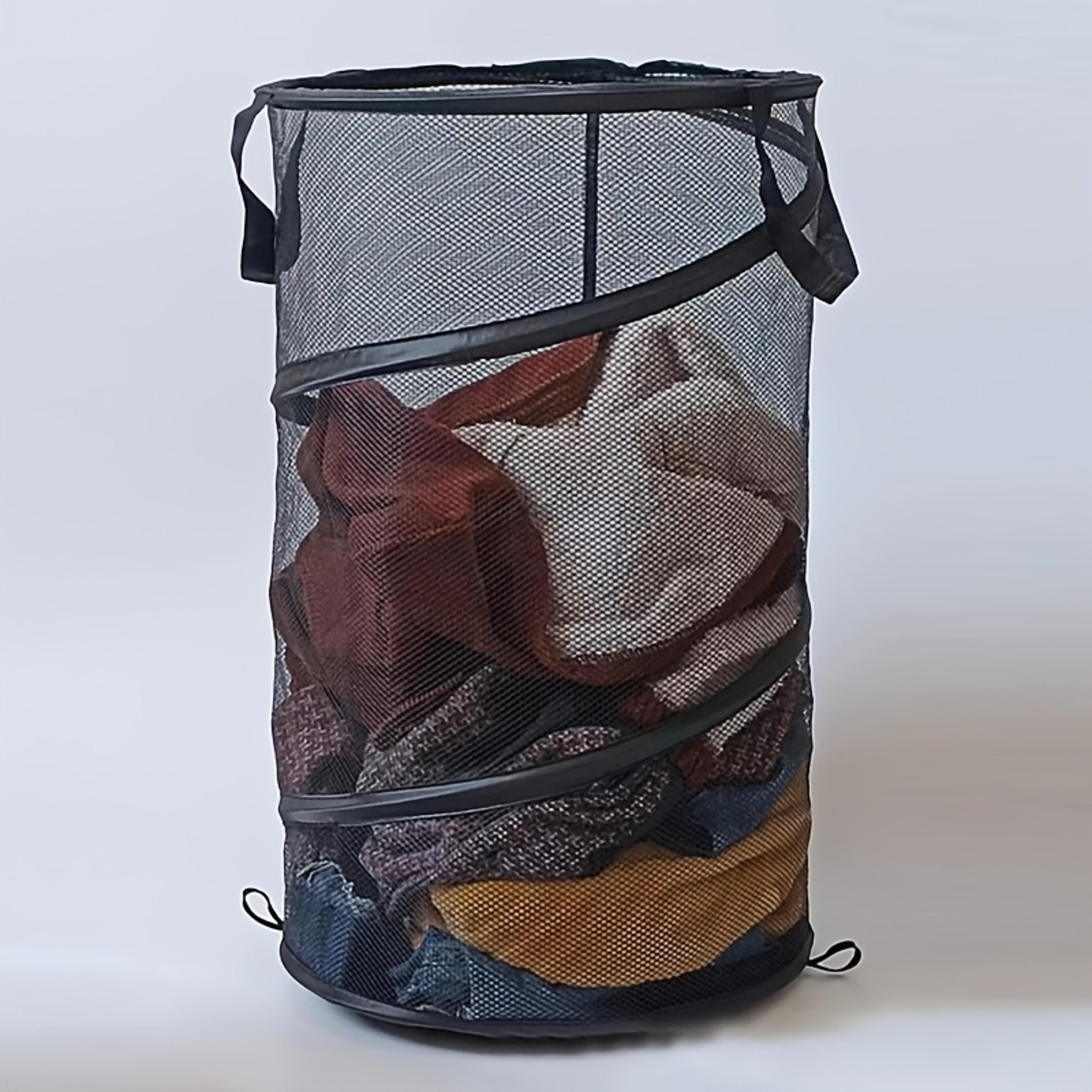 large foldable mesh laundry basket with handles