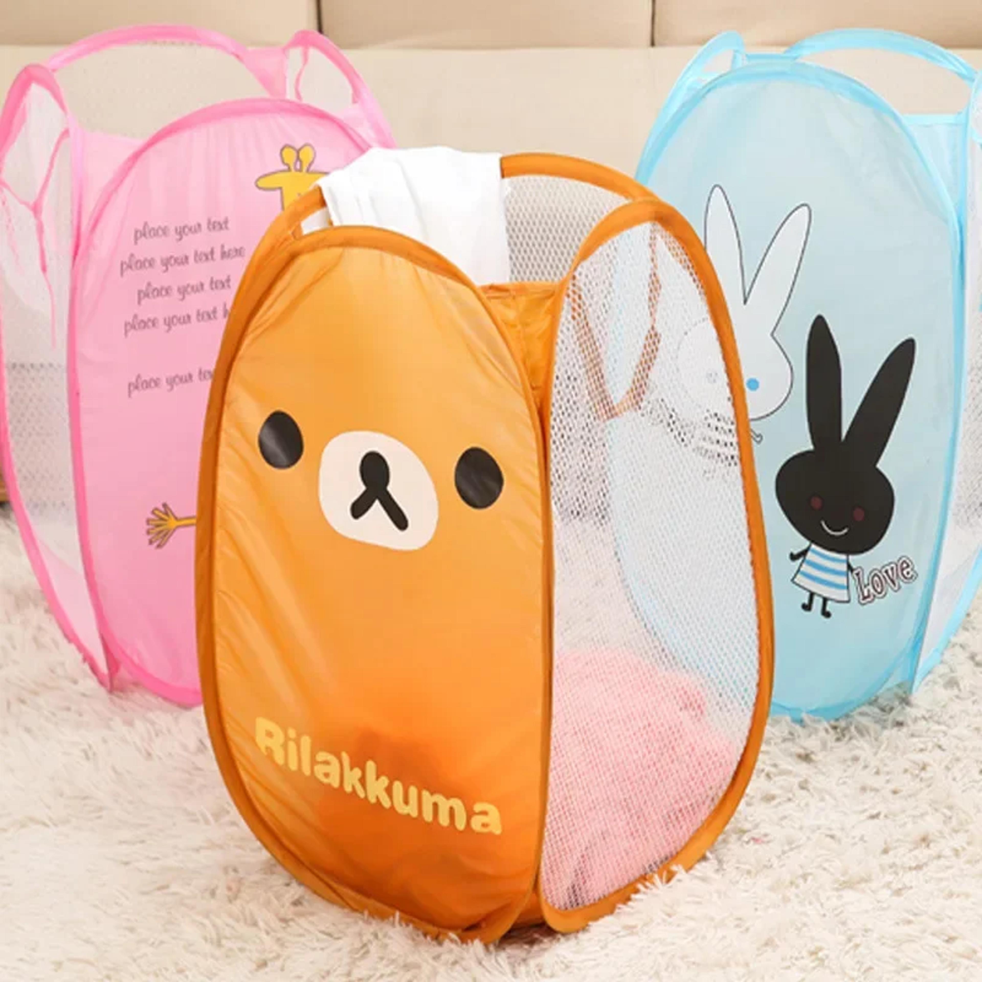 kids foldable mesh laundry hamper and toy storage basket
