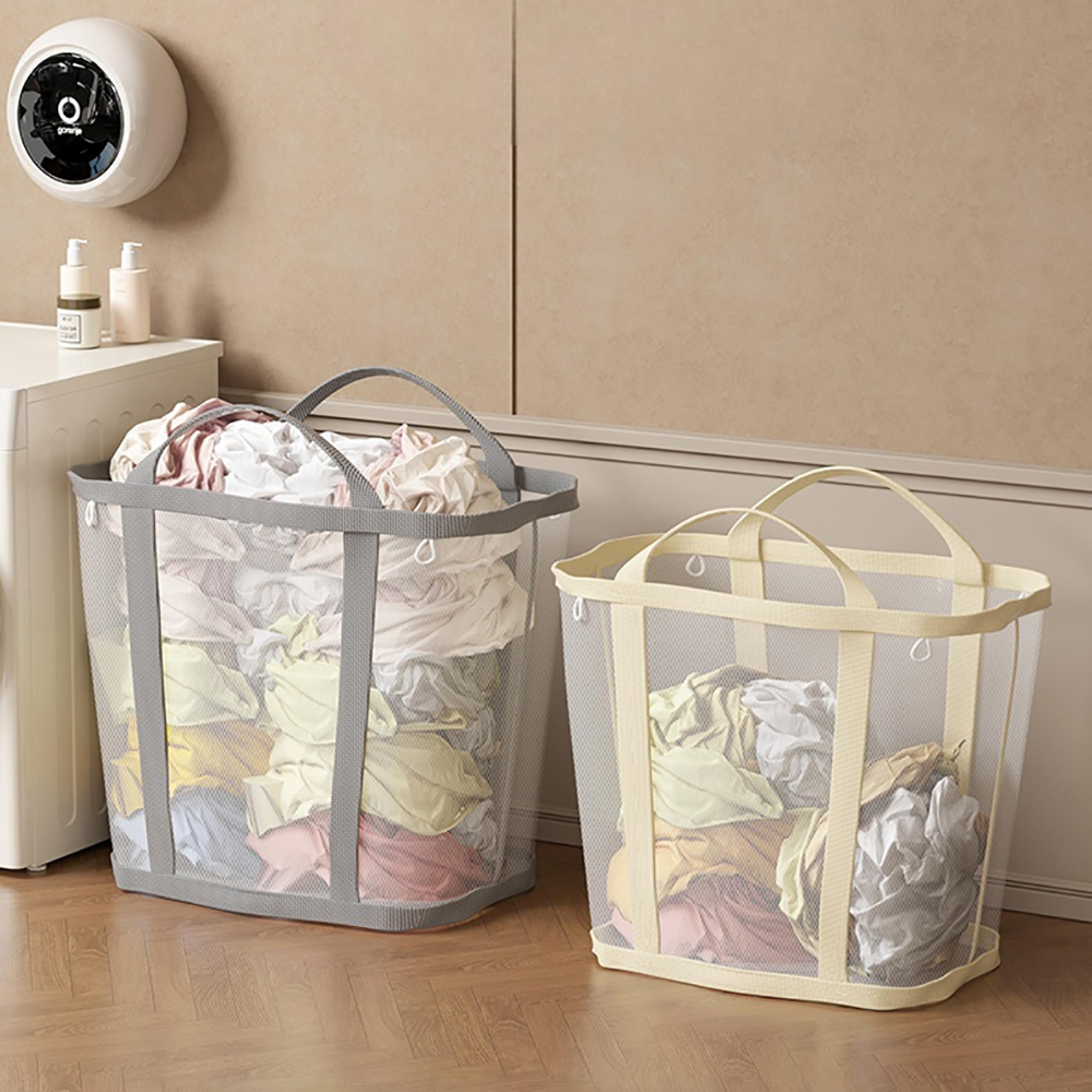 large foldable mesh laundry basket with handles portable clothes and toy organizer