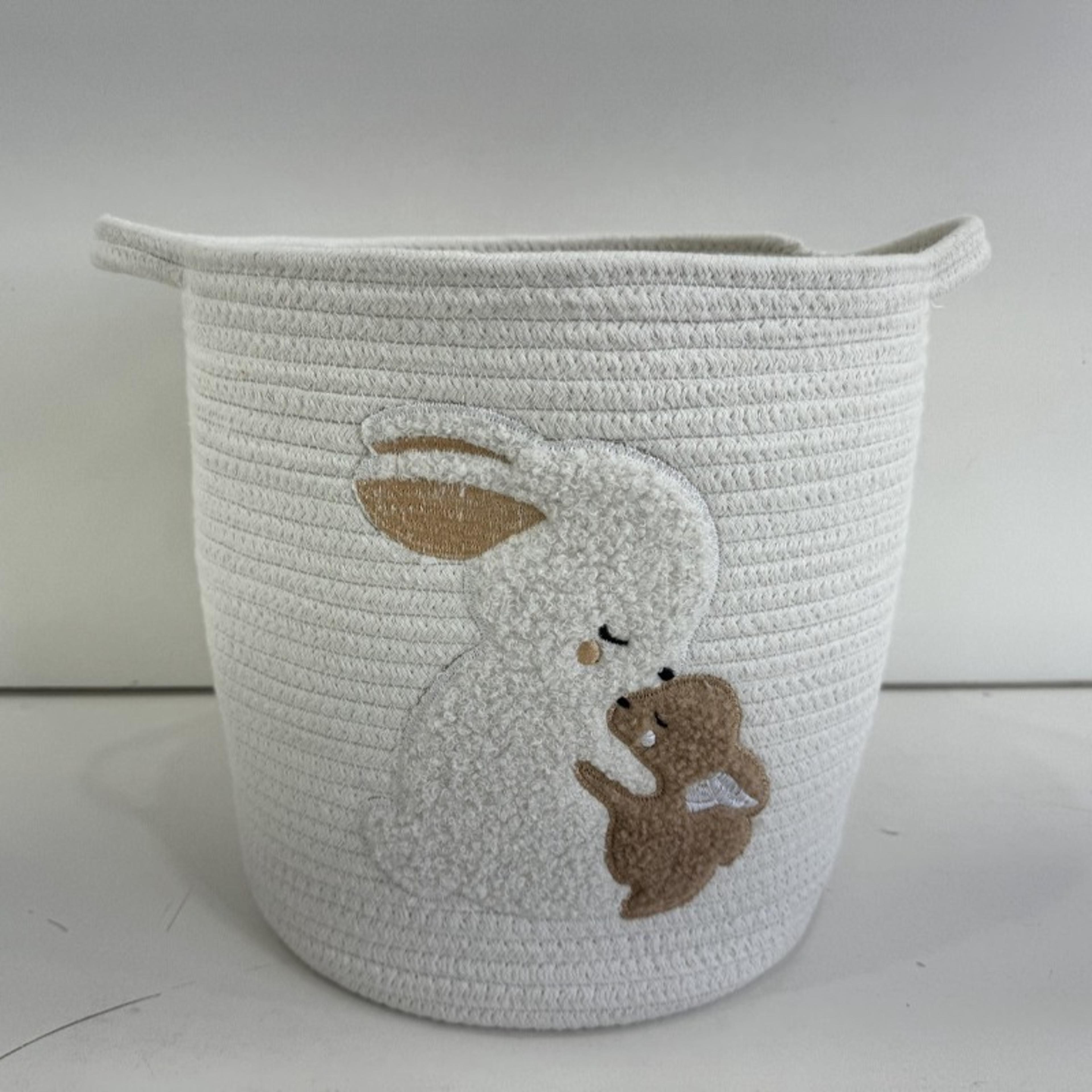 rabbit cotton rope storage basket large woven laundry hamper for nursery toys and clothes