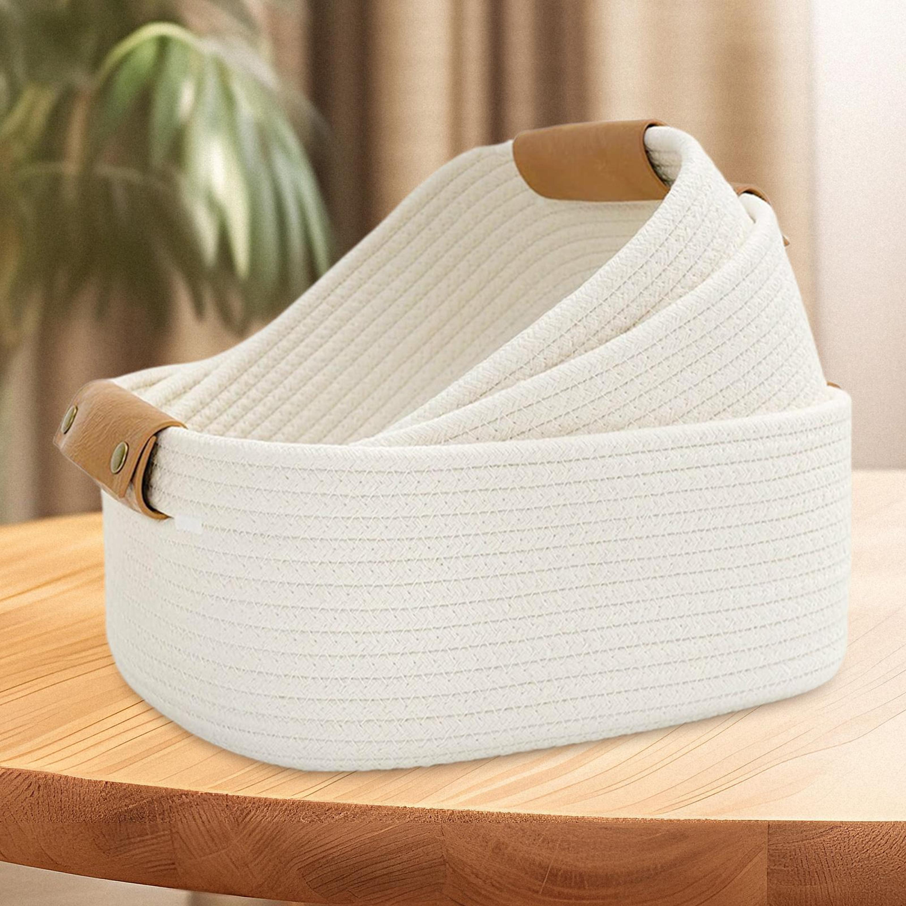 cotton rope storage baskets woven desktop and nursery organizer set
