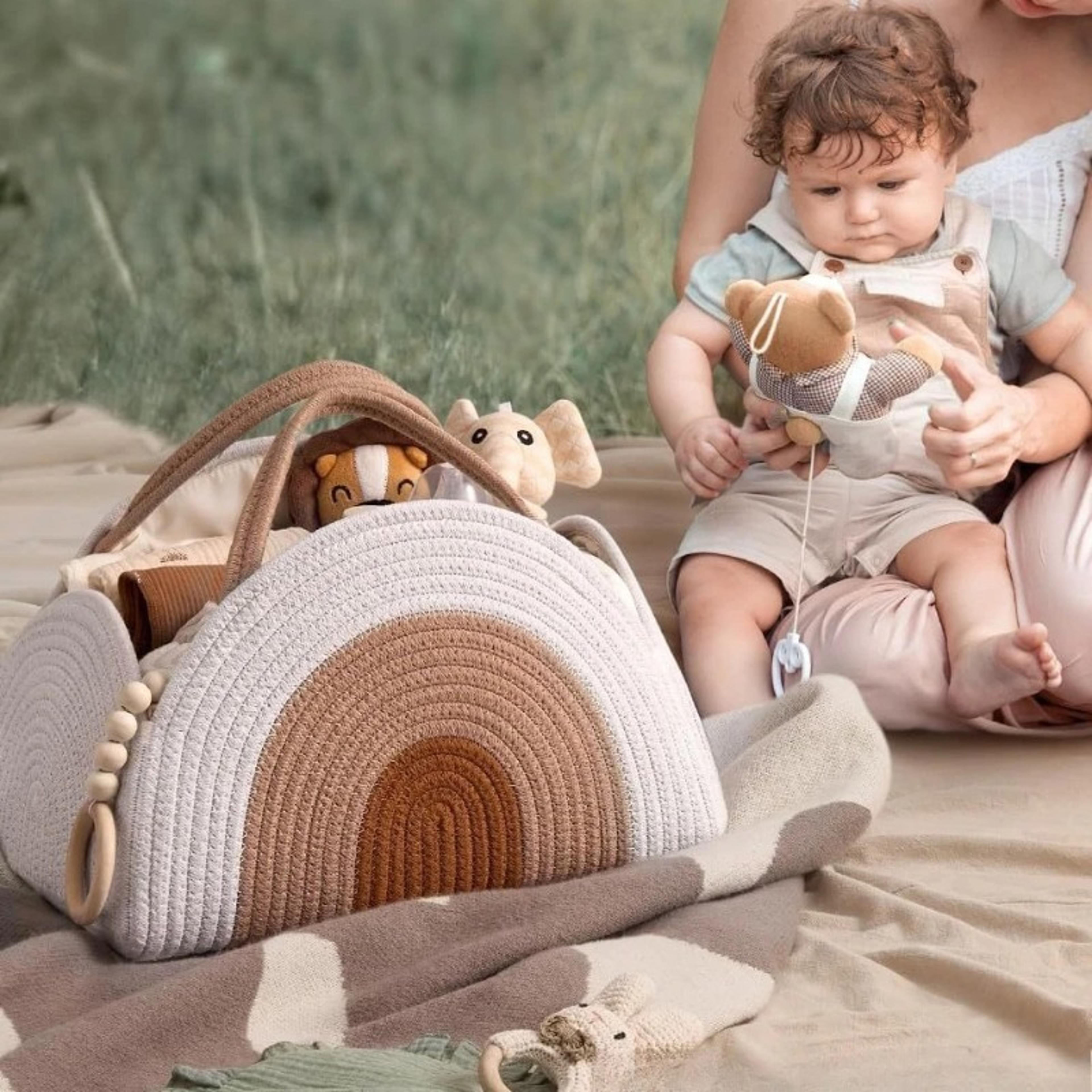 cotton rope baby diaper caddy nursery storage basket