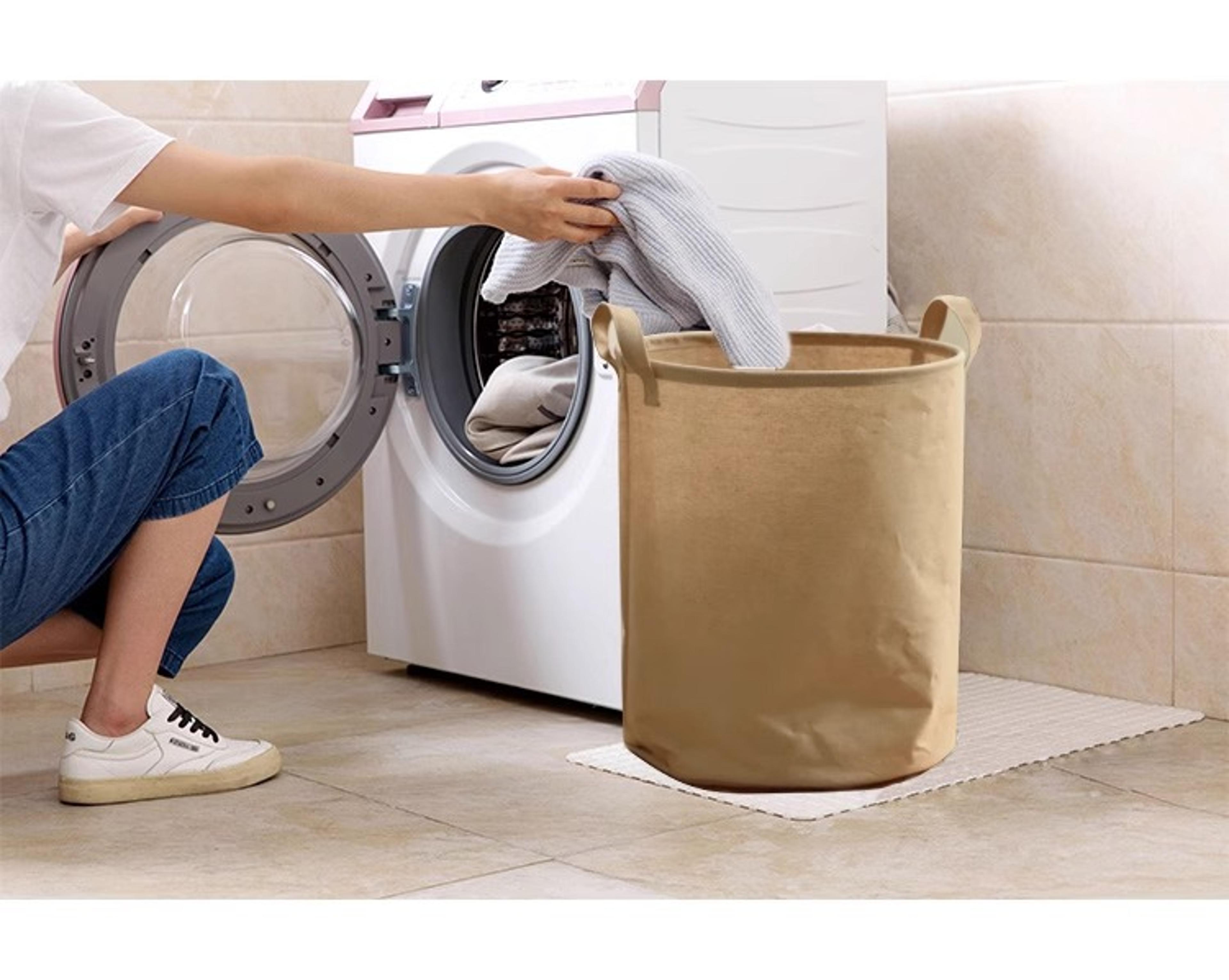 cotton linen collapsible laundry hamper with drawstring large foldable clothes storage basket