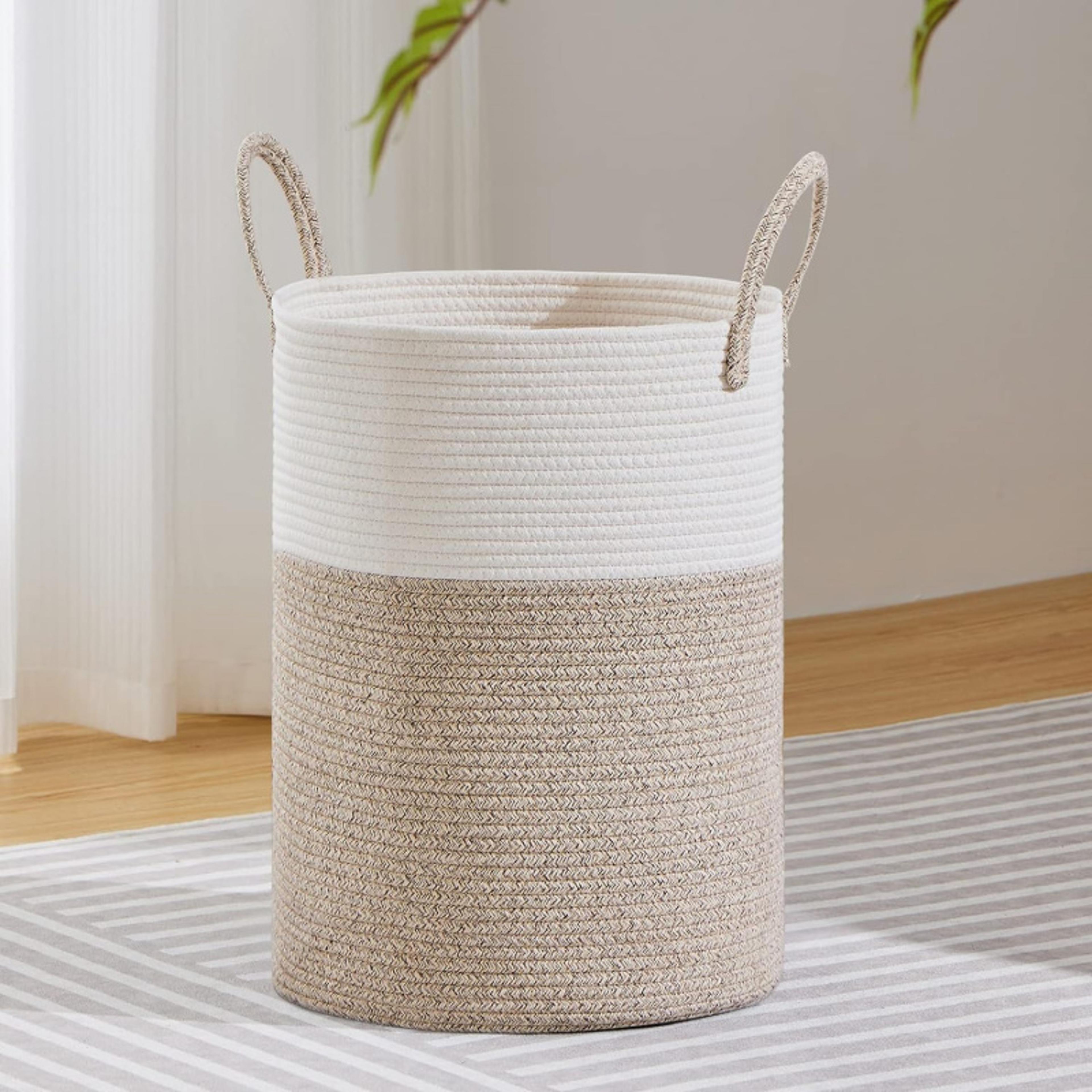 large woven rope laundry basket for blankets toys and home storage