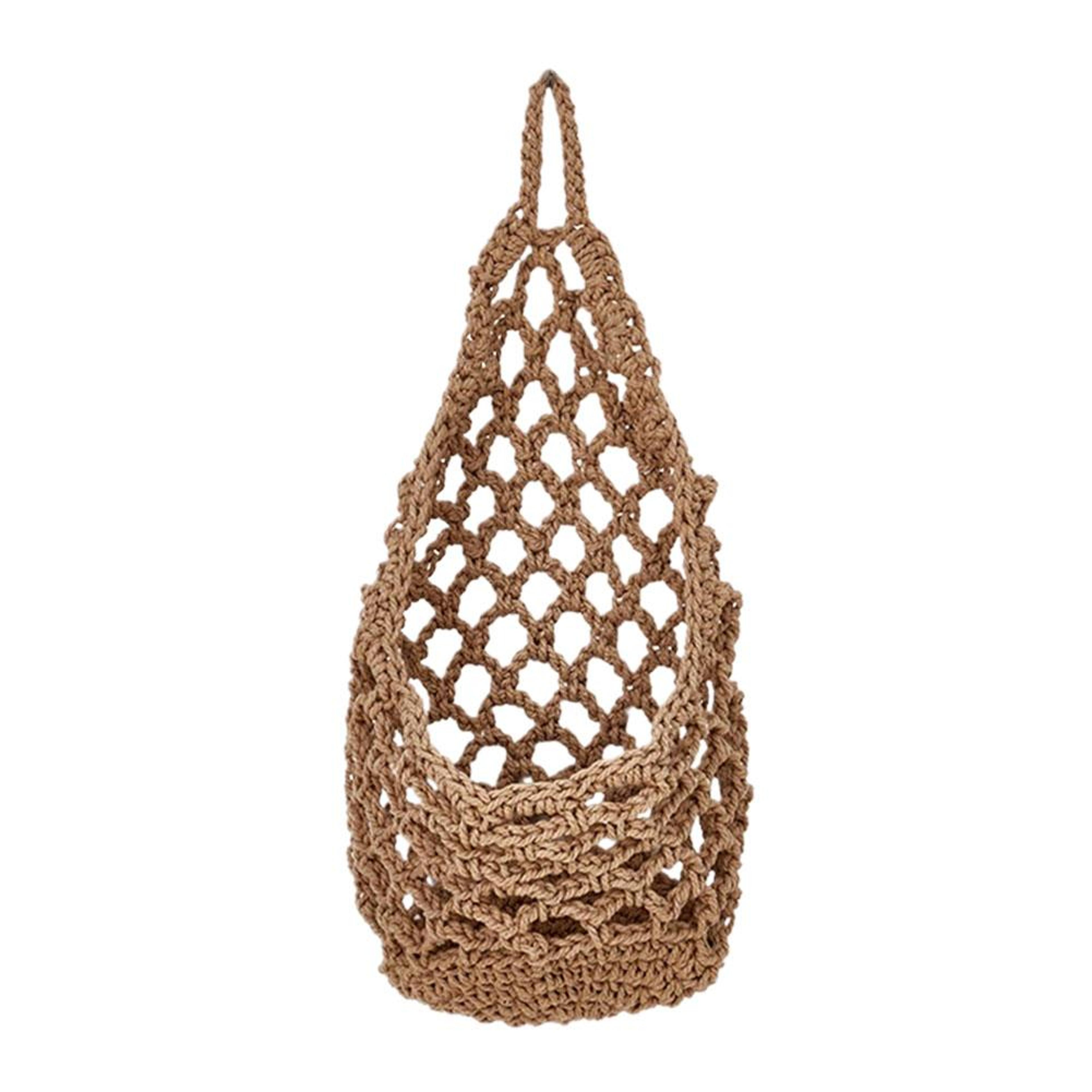 boho macrame hanging fruit basket cotton wall produce organizer