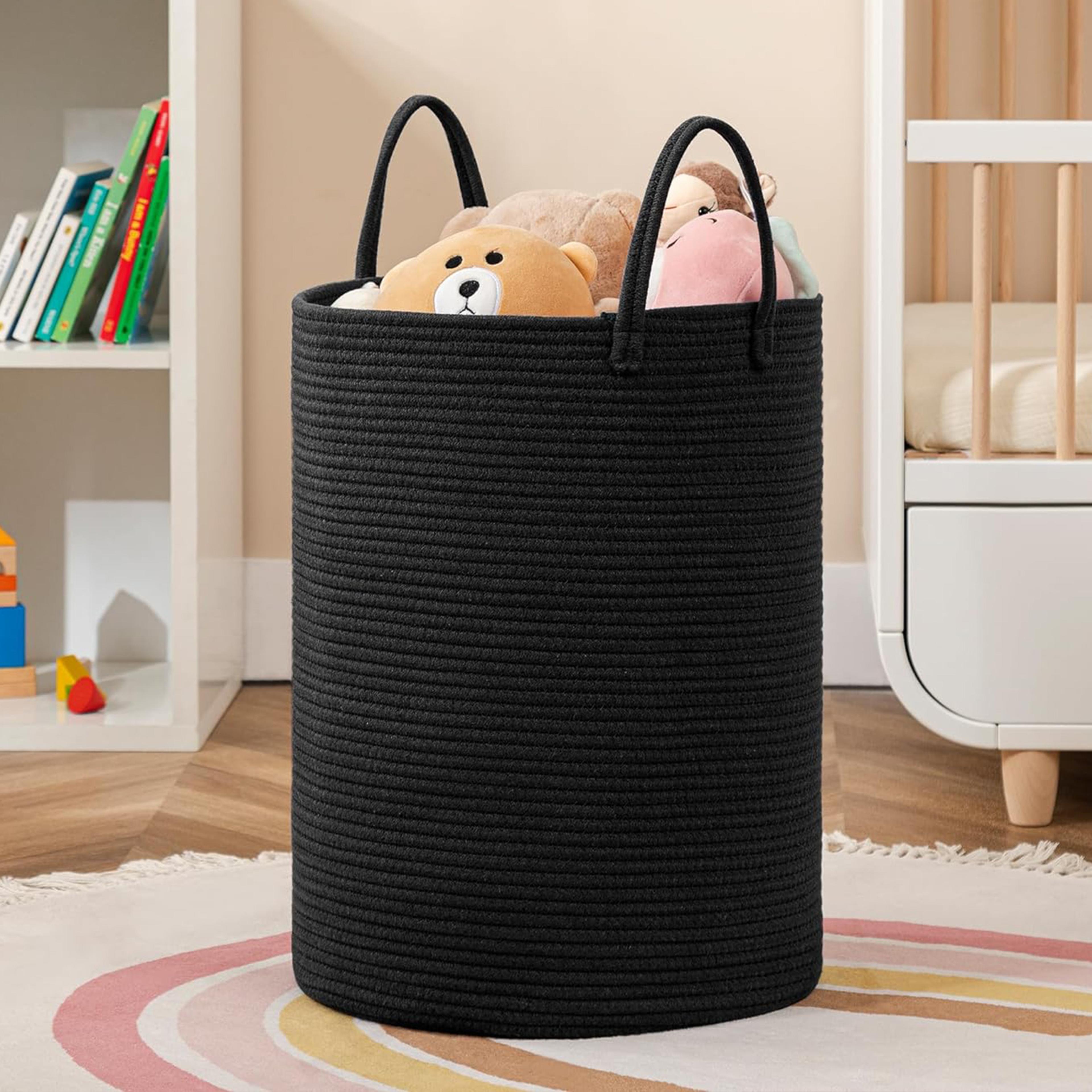large cotton rope laundry basket with handles foldable woven storage hamper