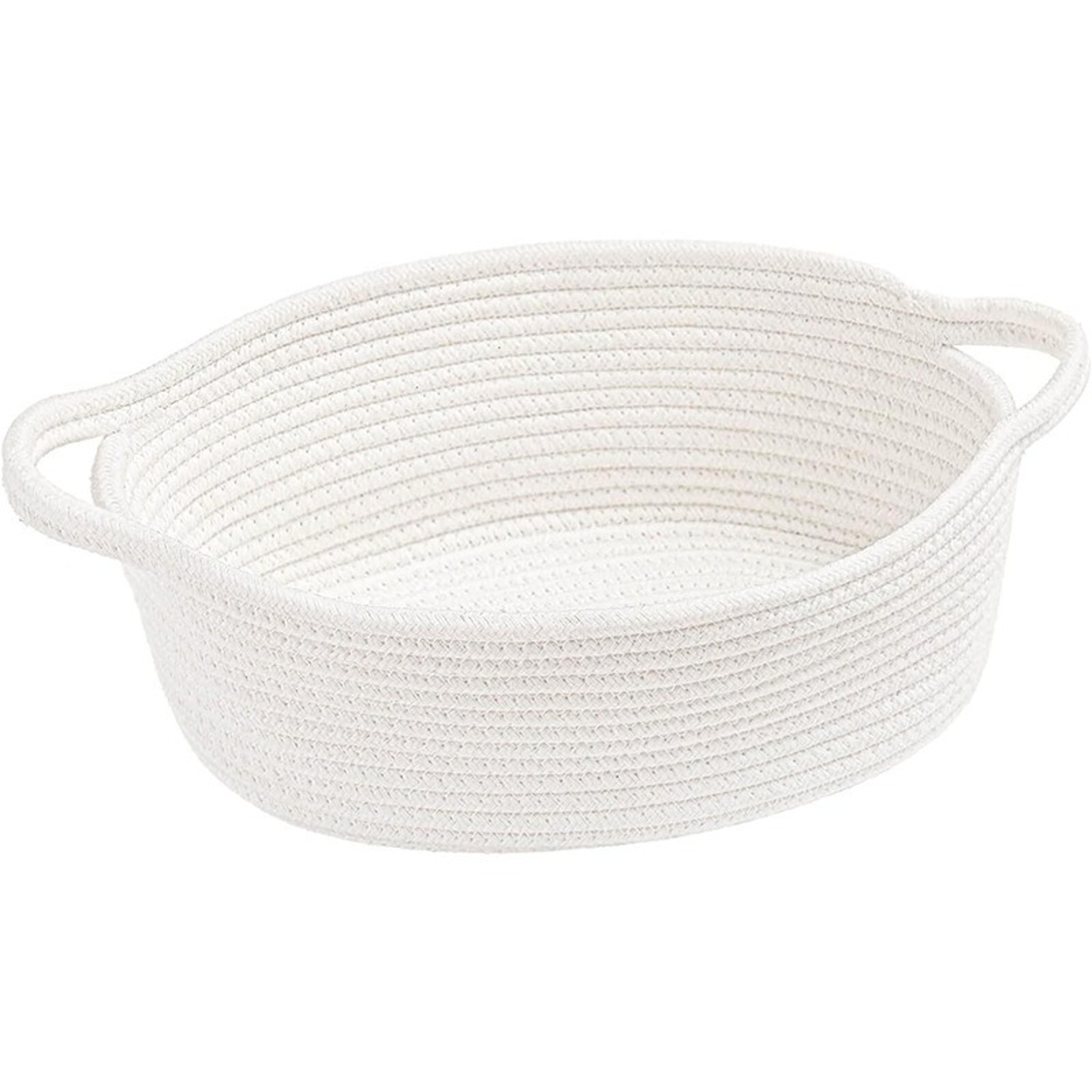 handwoven cotton rope storage basket with handles for toys bathroom and home organization