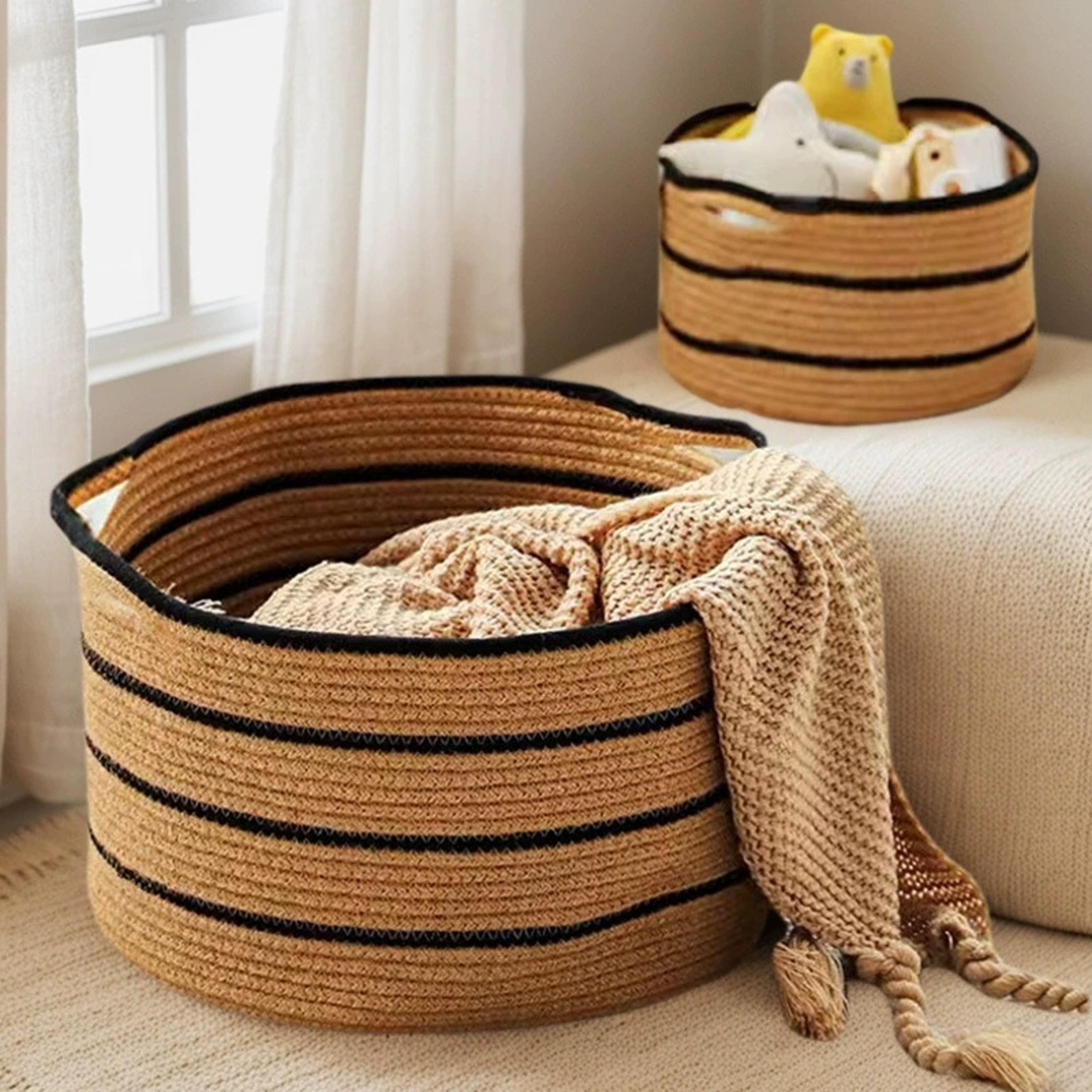 cotton rope laundry basket woven storage basket for clothes and toys