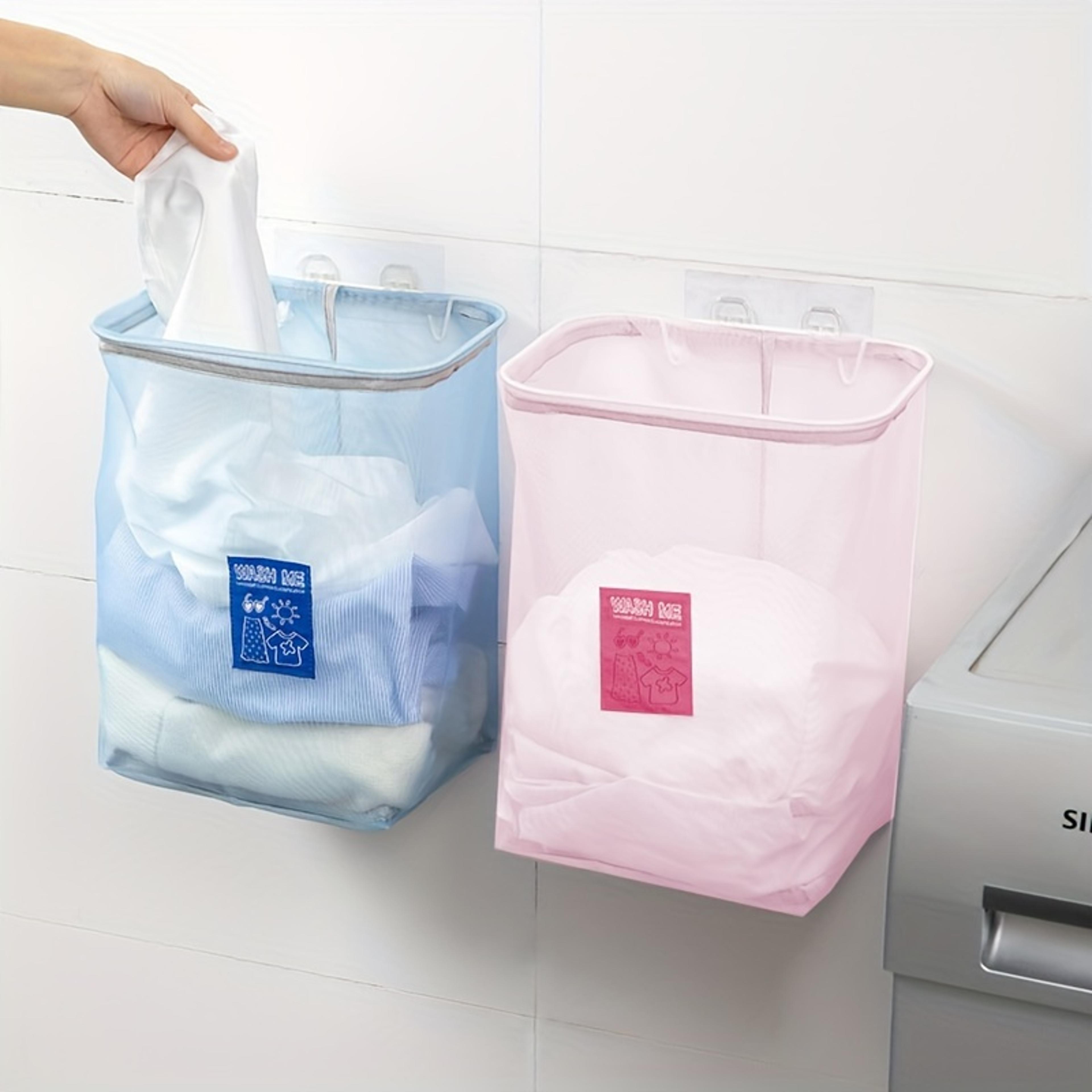 pink hanging laundry bag portable clothes organizer for home and travel