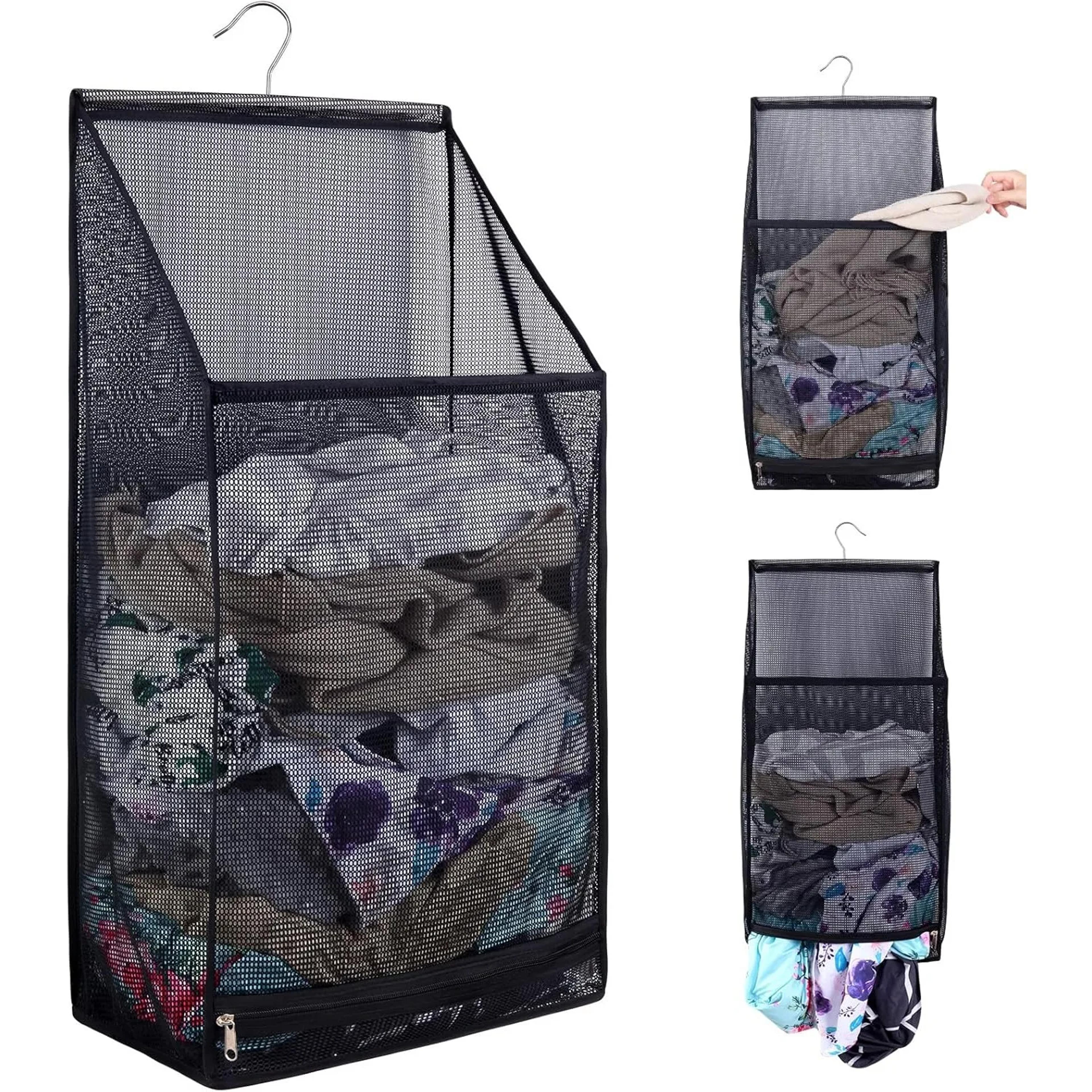 large capacity over the door laundry hamper breathable collapsible mesh storage bag
