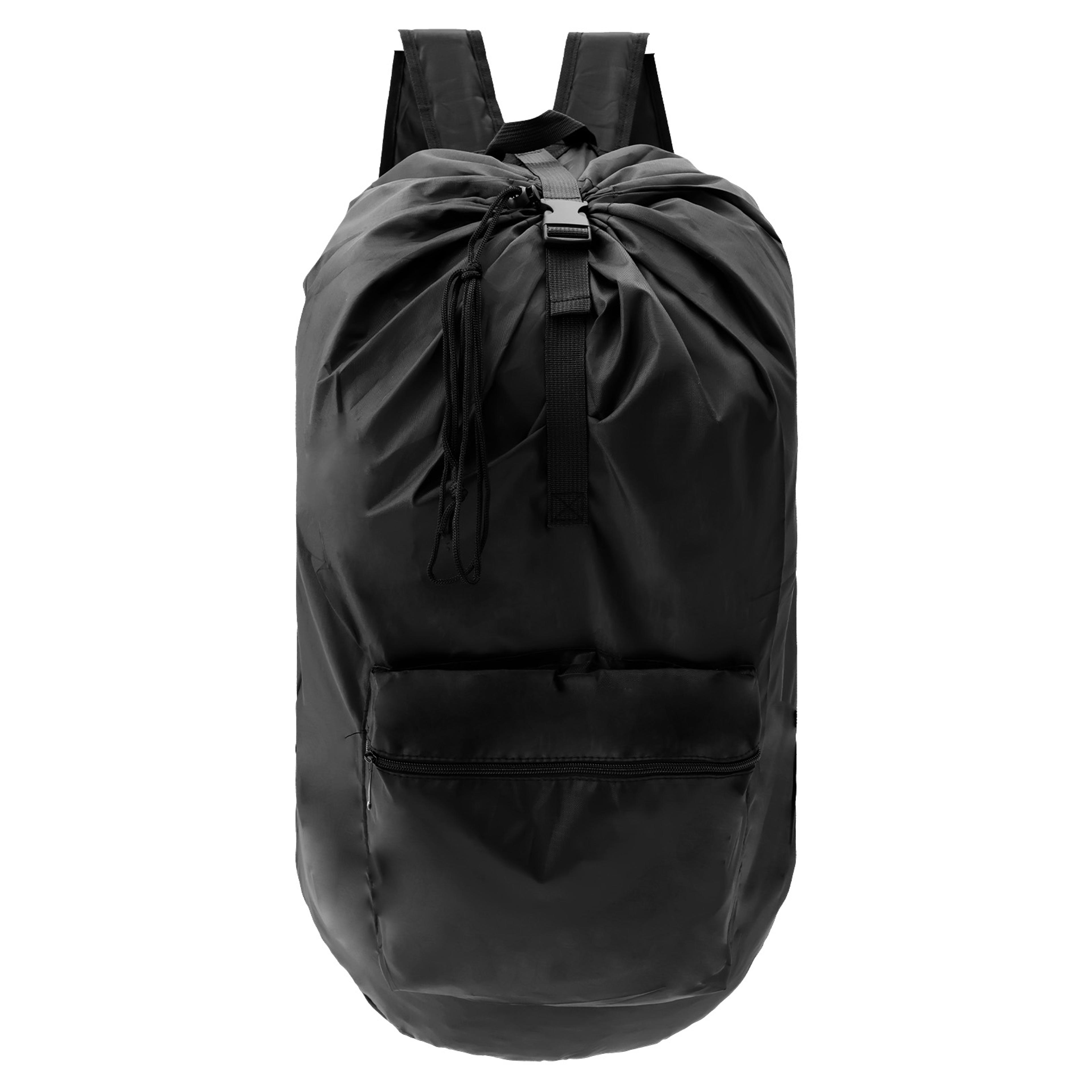 large capacity laundry backpack with shoulder straps and storage pocket