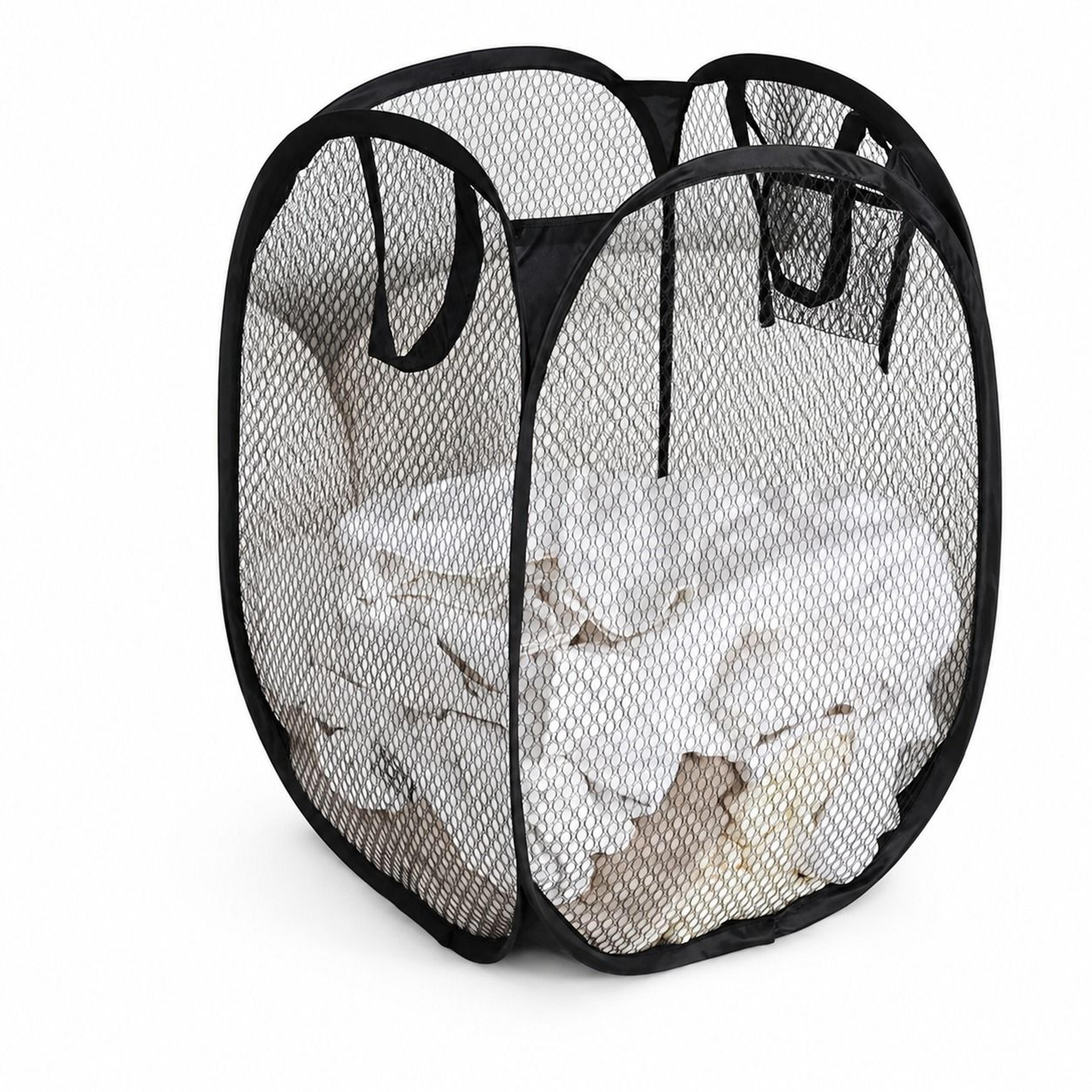 foldable hanging laundry hamper mesh space saving laundry basket