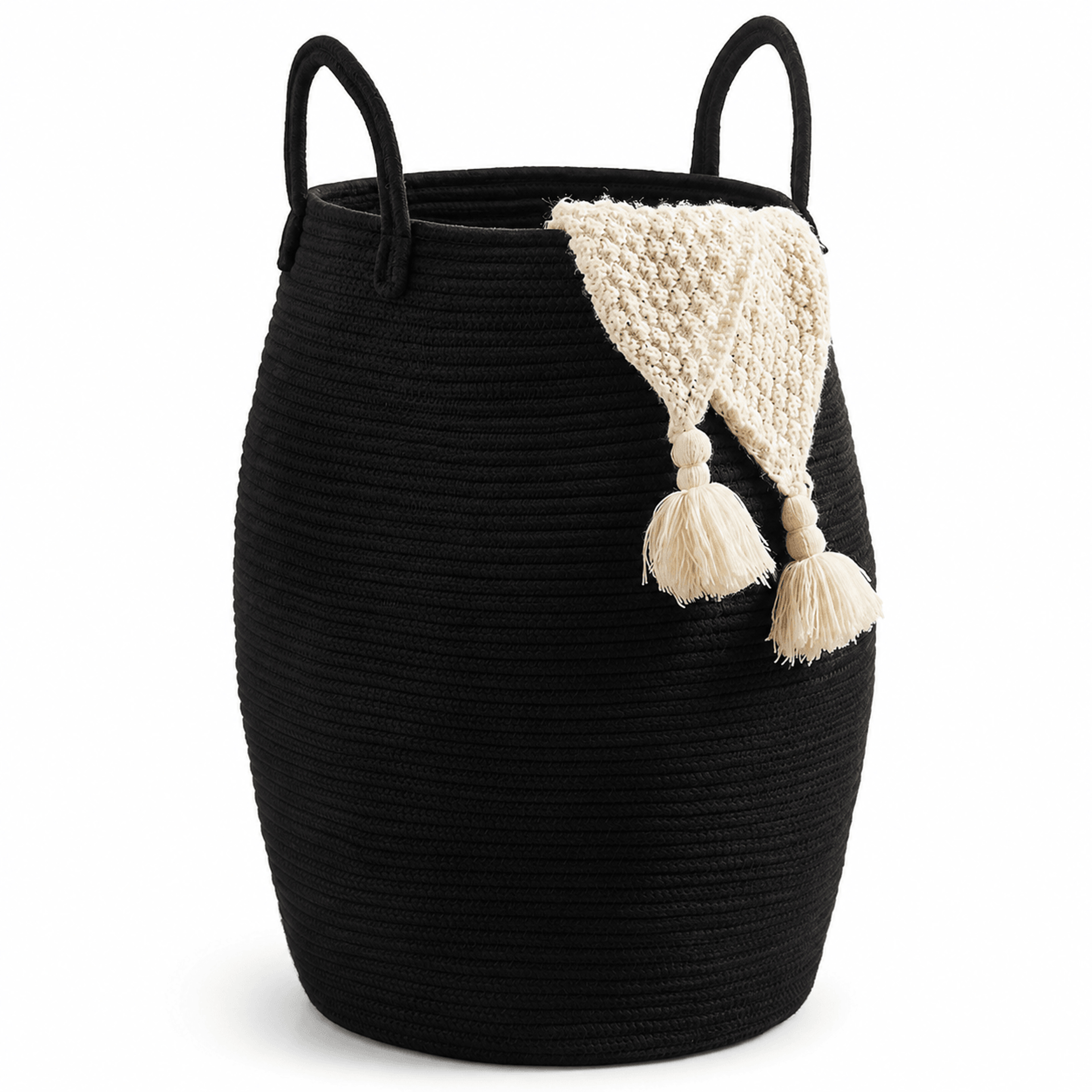 boho laundry hamper foldable cotton storage basket with handles