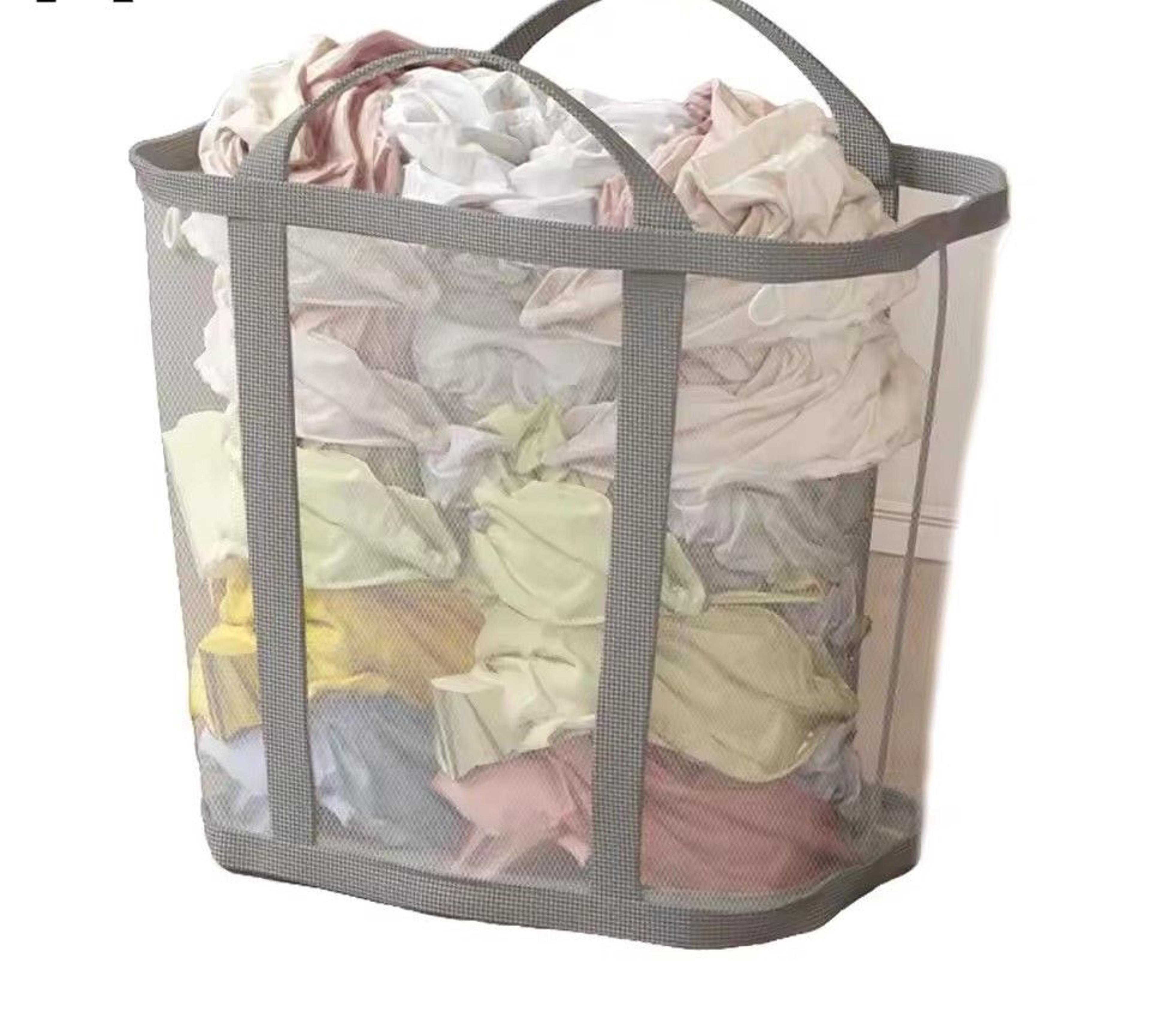 foldable mesh laundry basket with handles