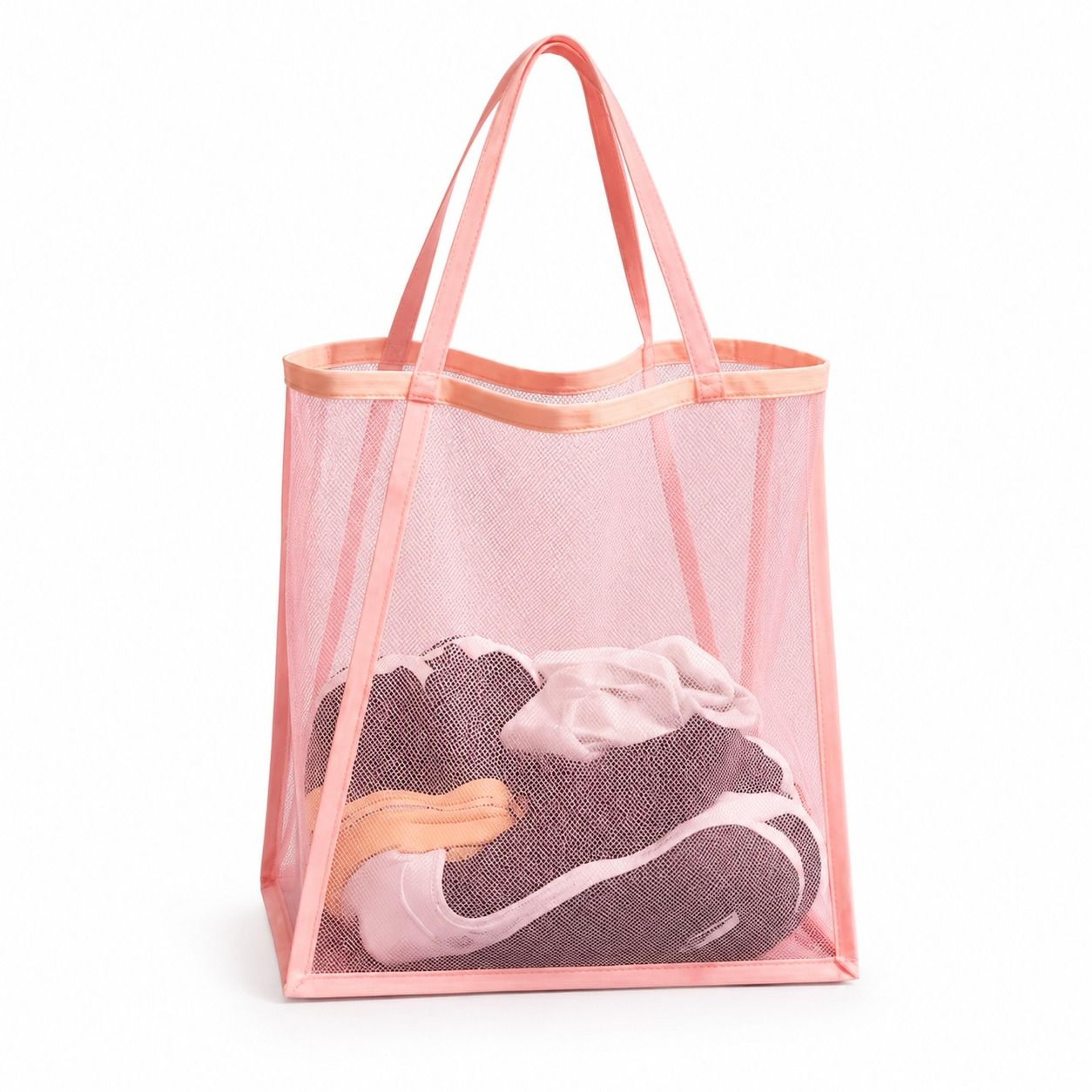 transparent mesh beach bag large capacity shoulder tote for travel and storage