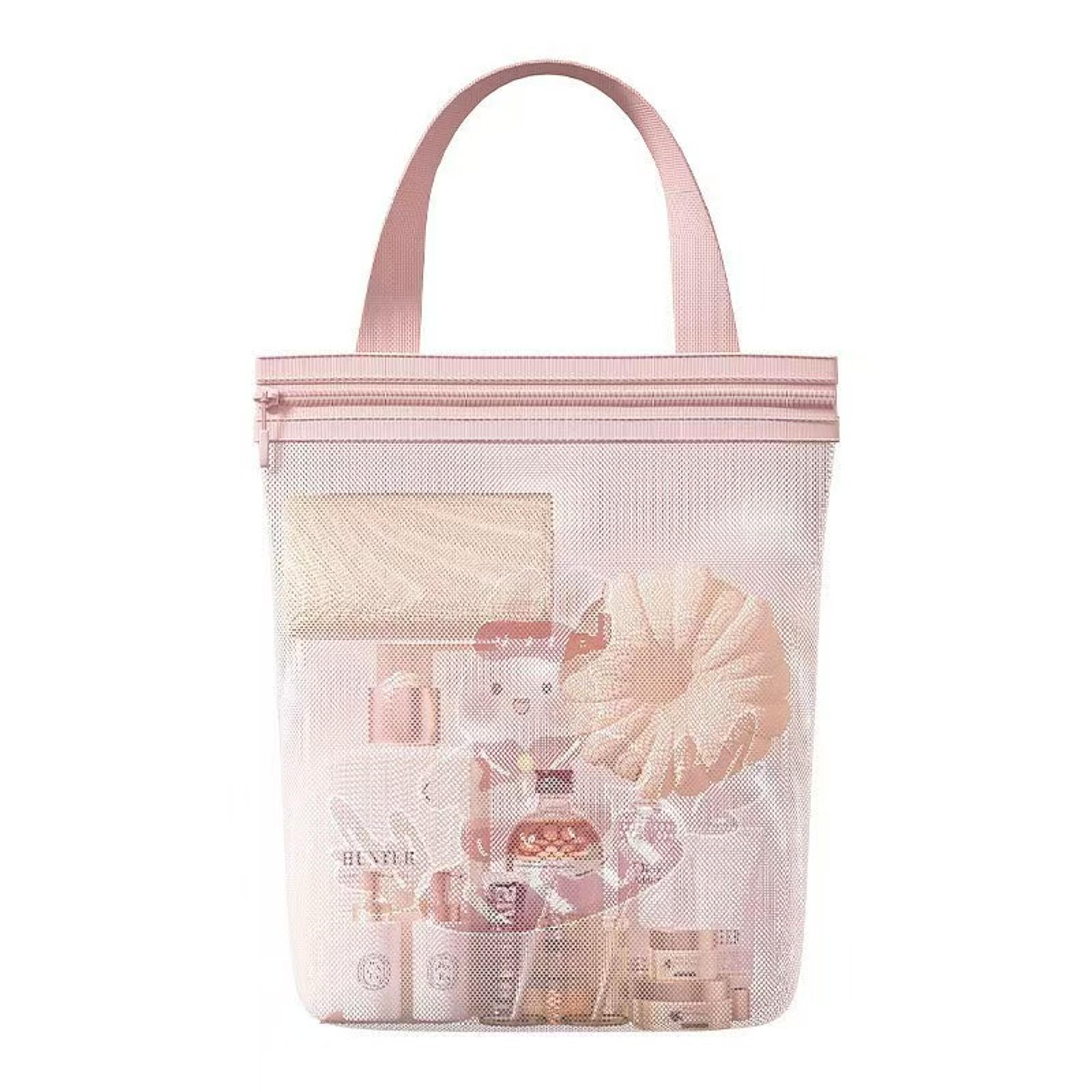 large capacity mesh makeup bag portable travel toiletry organizer