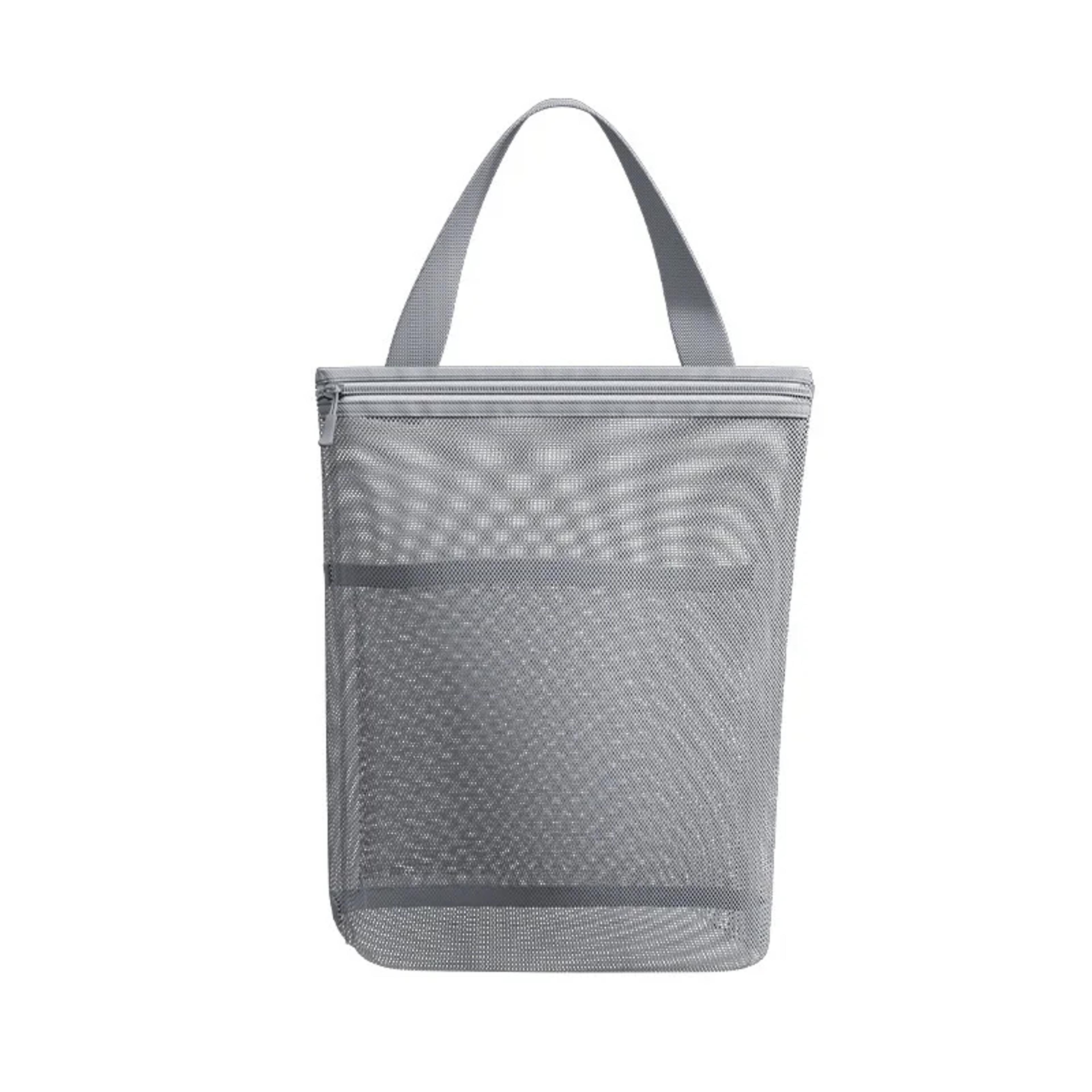 portable mesh toiletry bag and travel makeup bag with handle