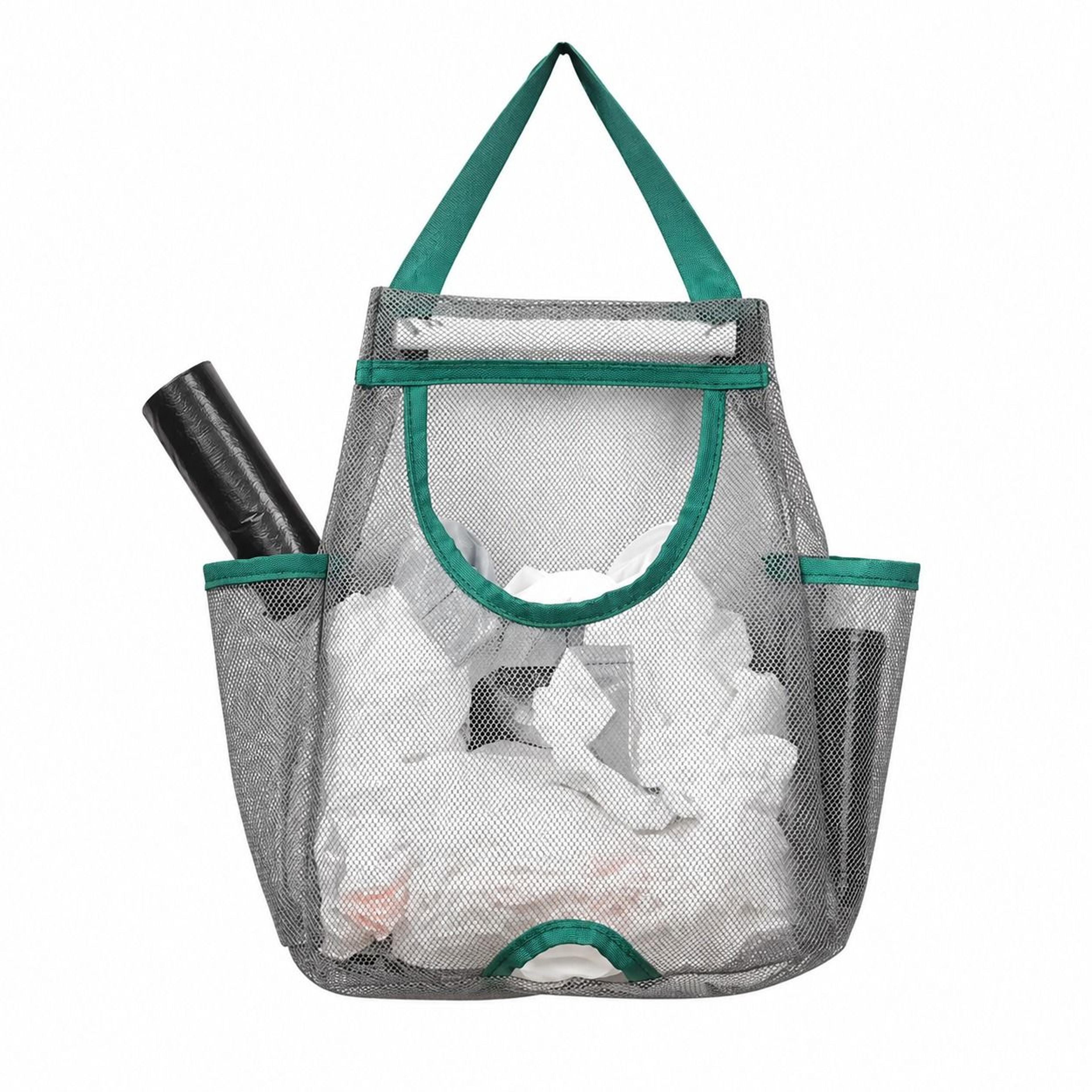 large wall mounted plastic bag holder and washable mesh grocery bag dispenser