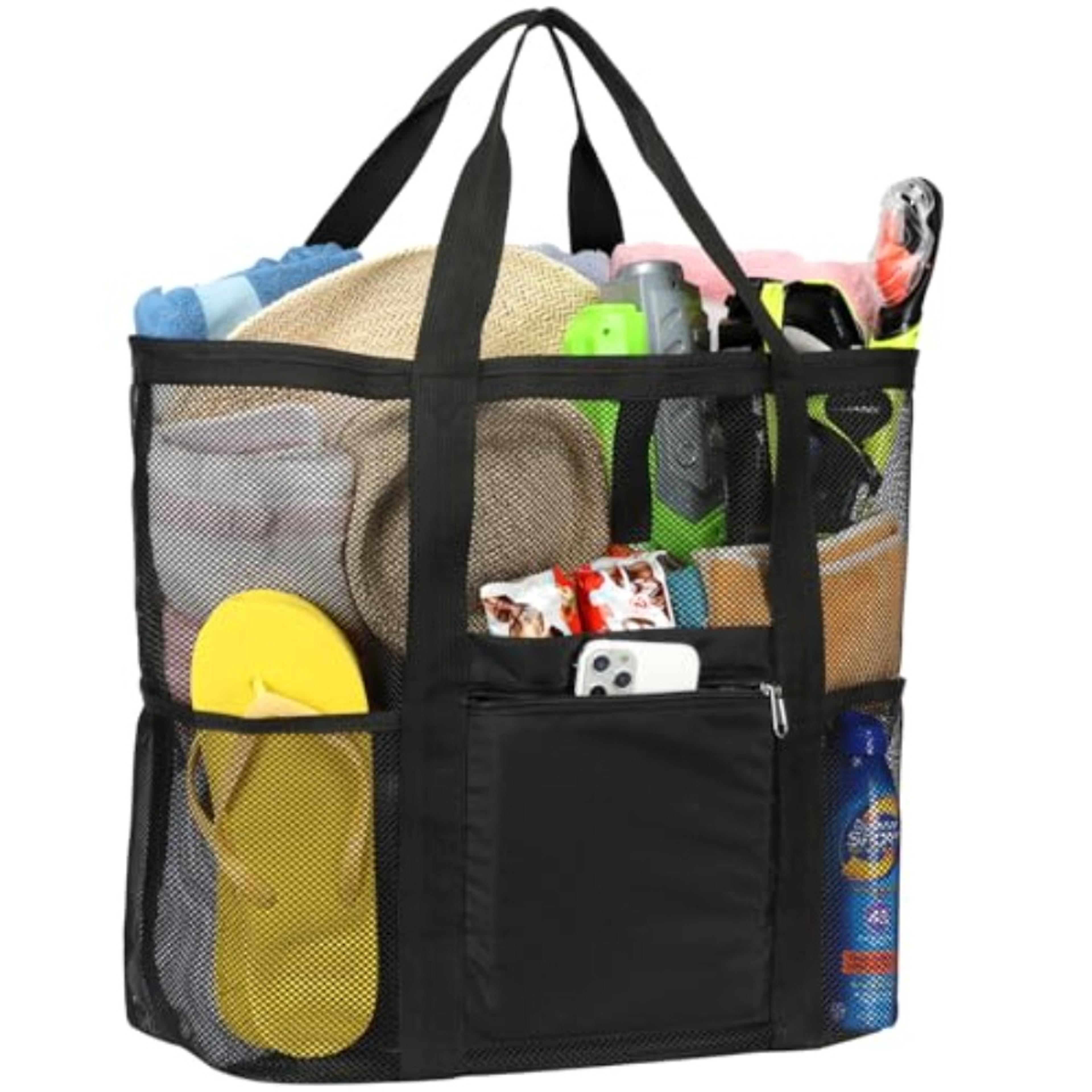 mesh beach bag large family beach tote with 9 pockets quick dry travel design