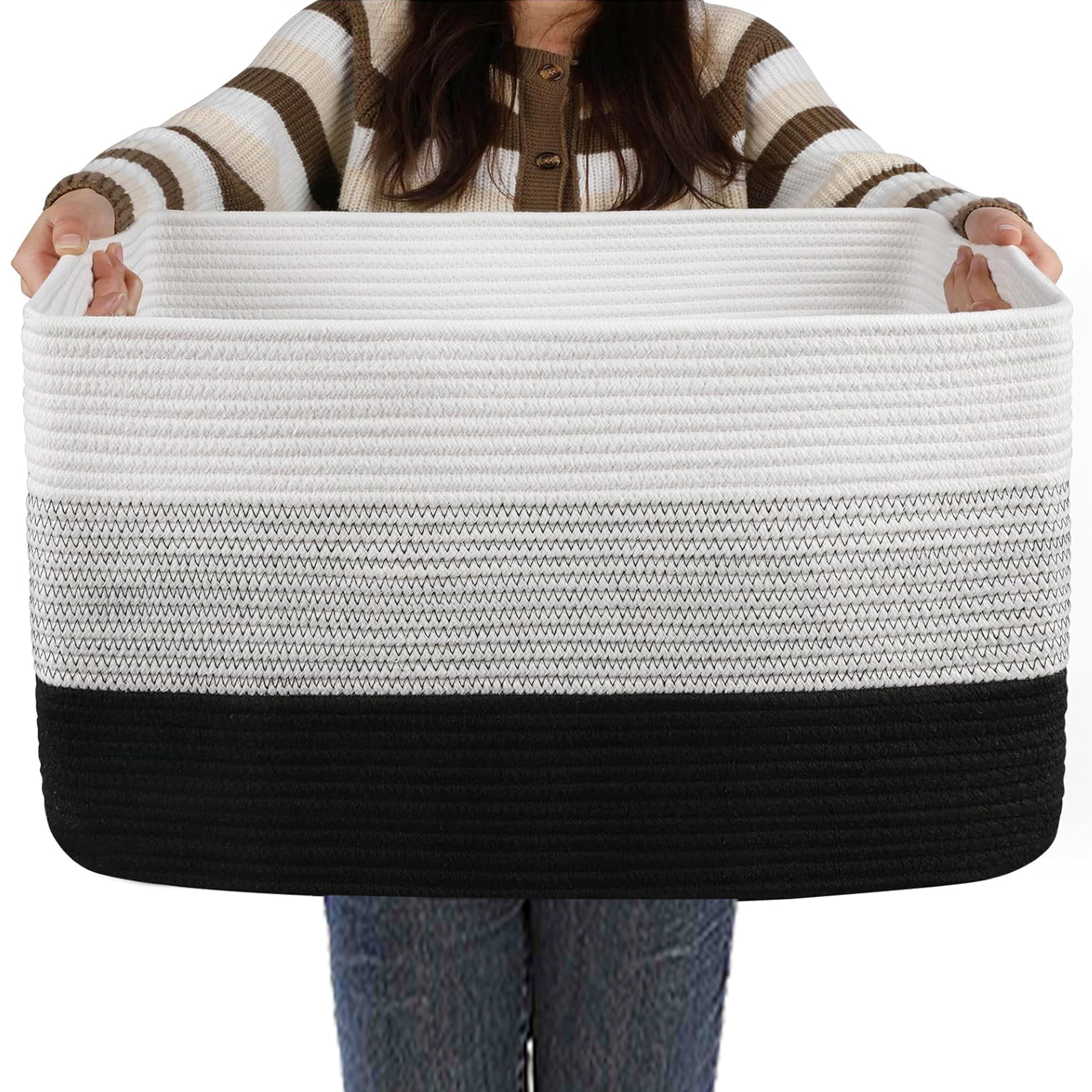 cotton rope storage basket for shelves, laundry, blankets and home organization