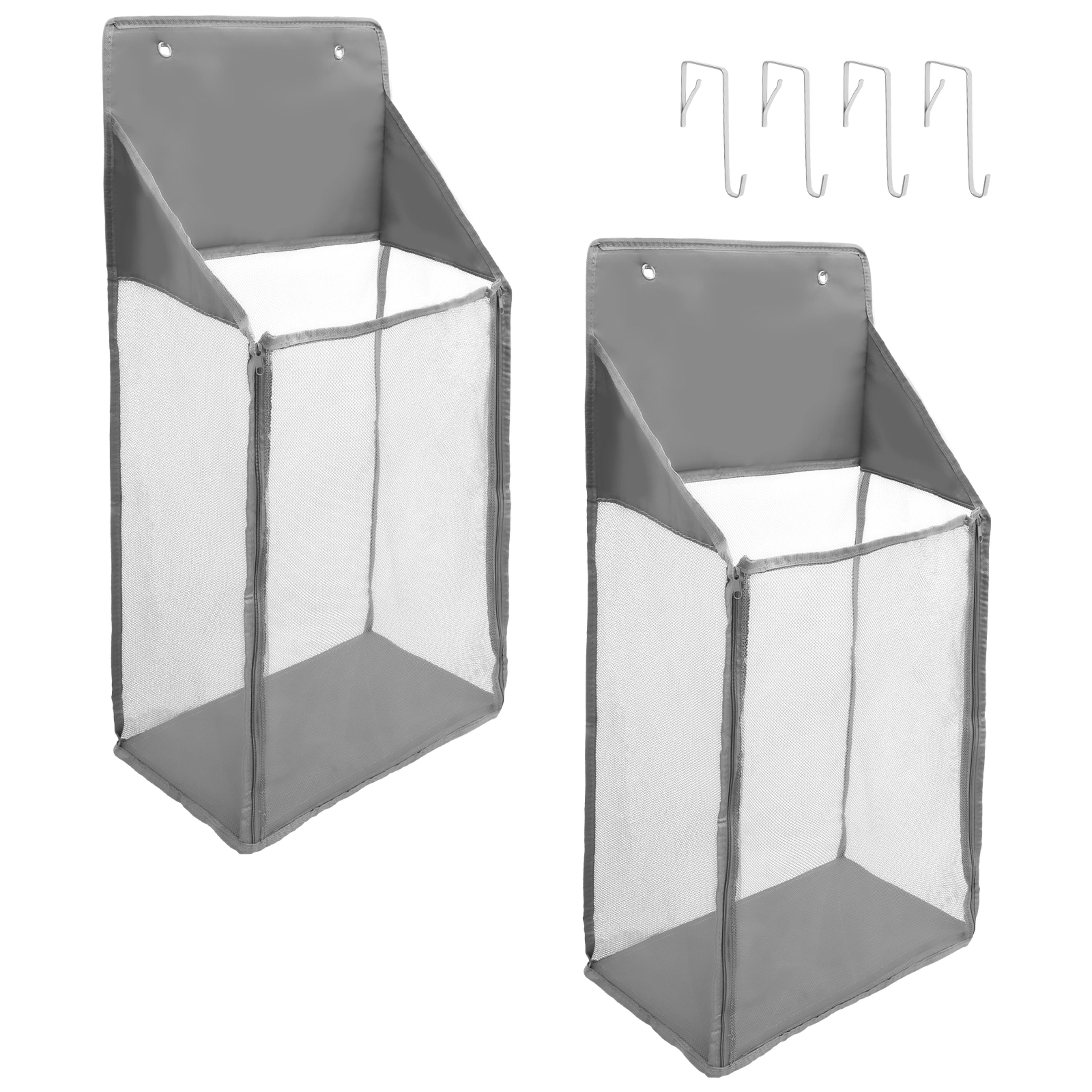 foldable mesh hanging laundry hamper for doors and walls