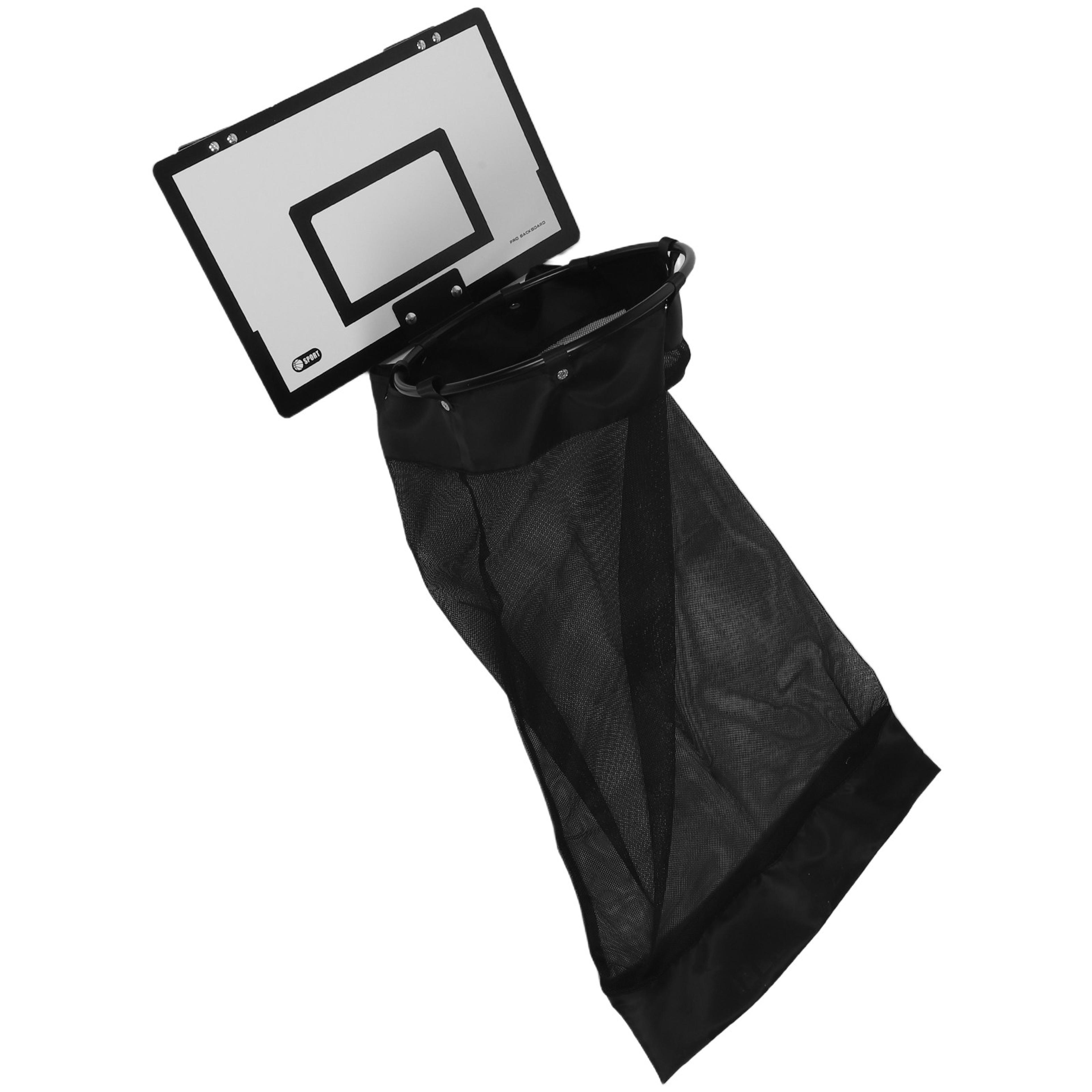 basketball hoop over door laundry hamper with zippered mesh bag