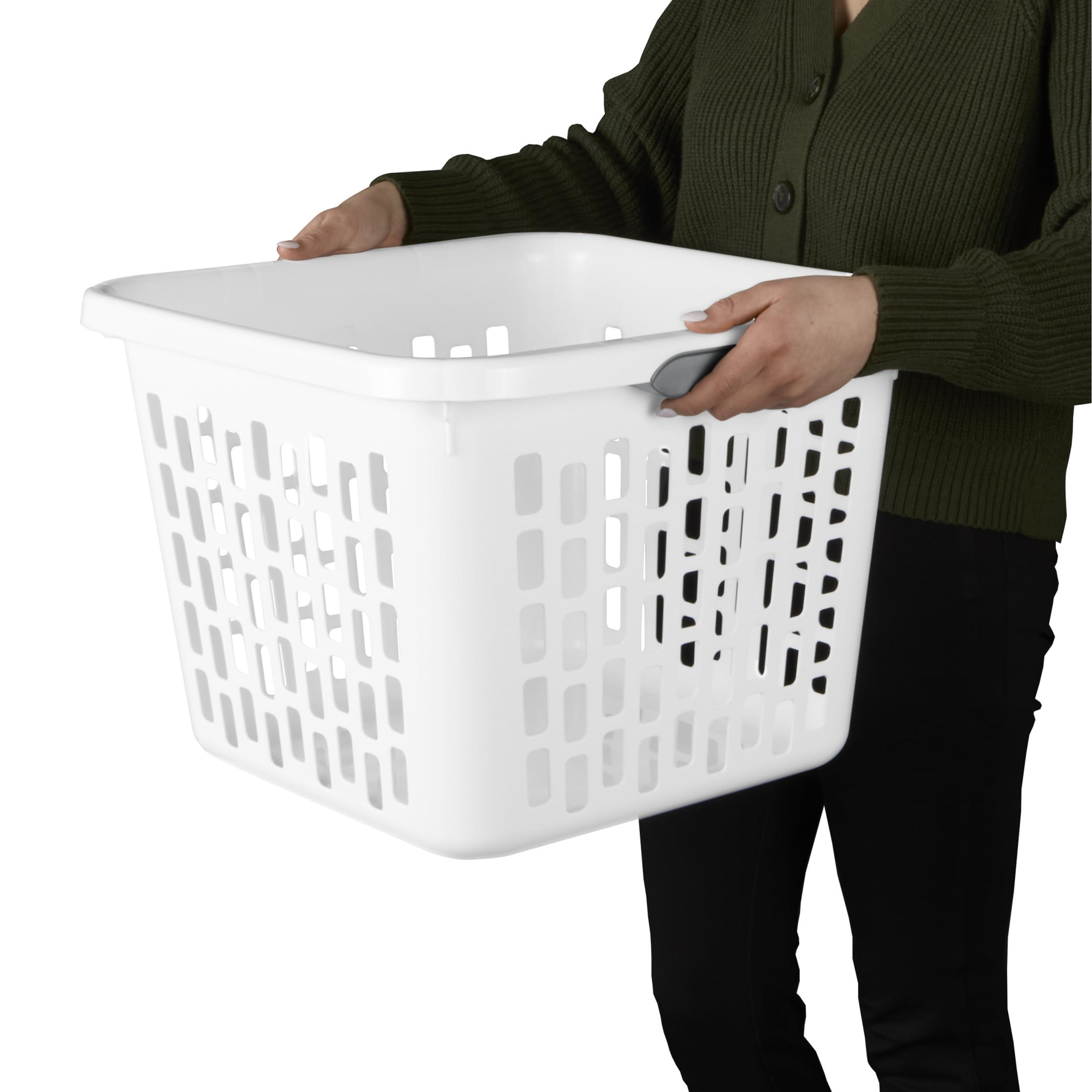 bushel square plastic laundry basket with comfort grip handles