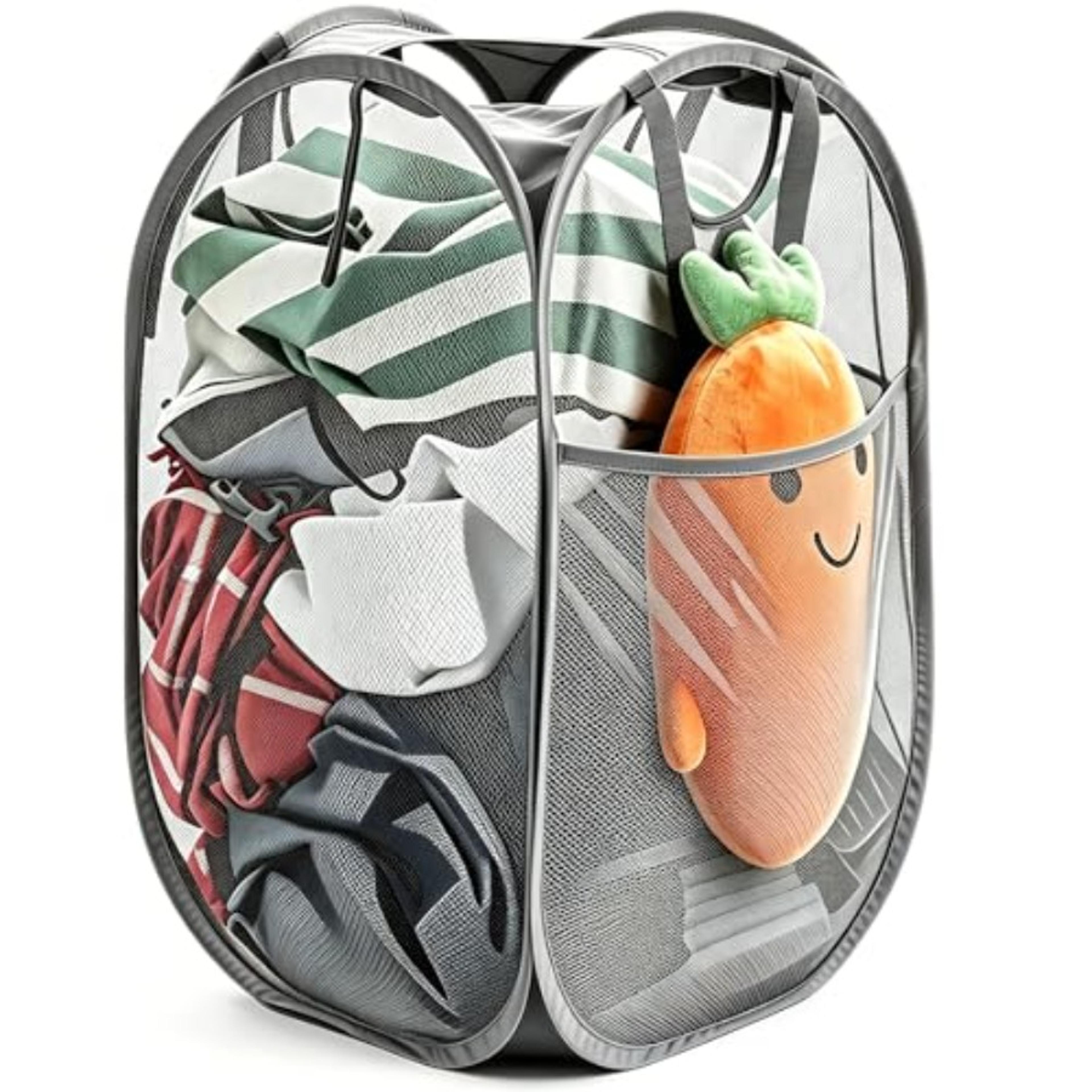 mesh pop up laundry hamper collapsible basket with handles