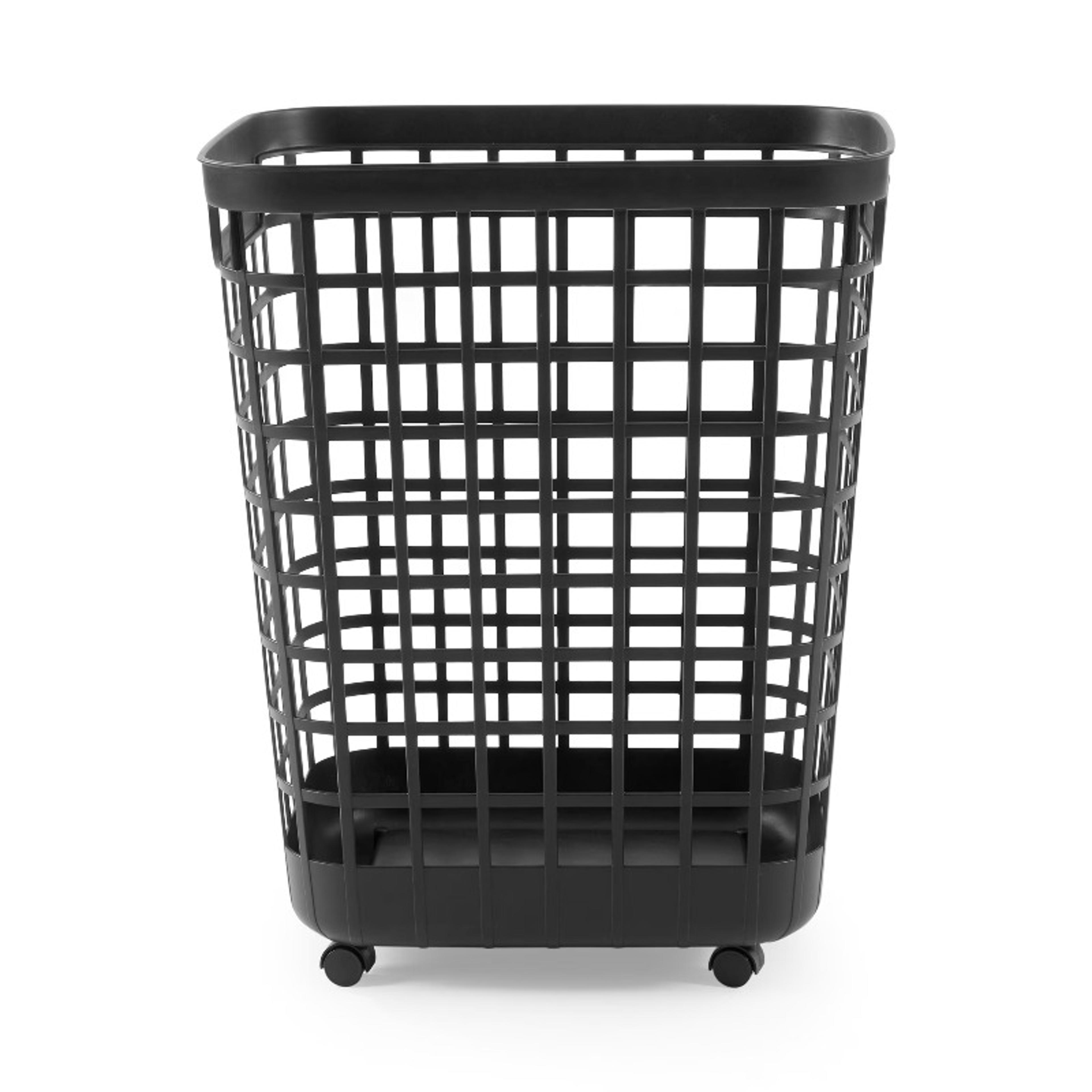 bushel rolling laundry hamper with wheels ventilated black plastic basket