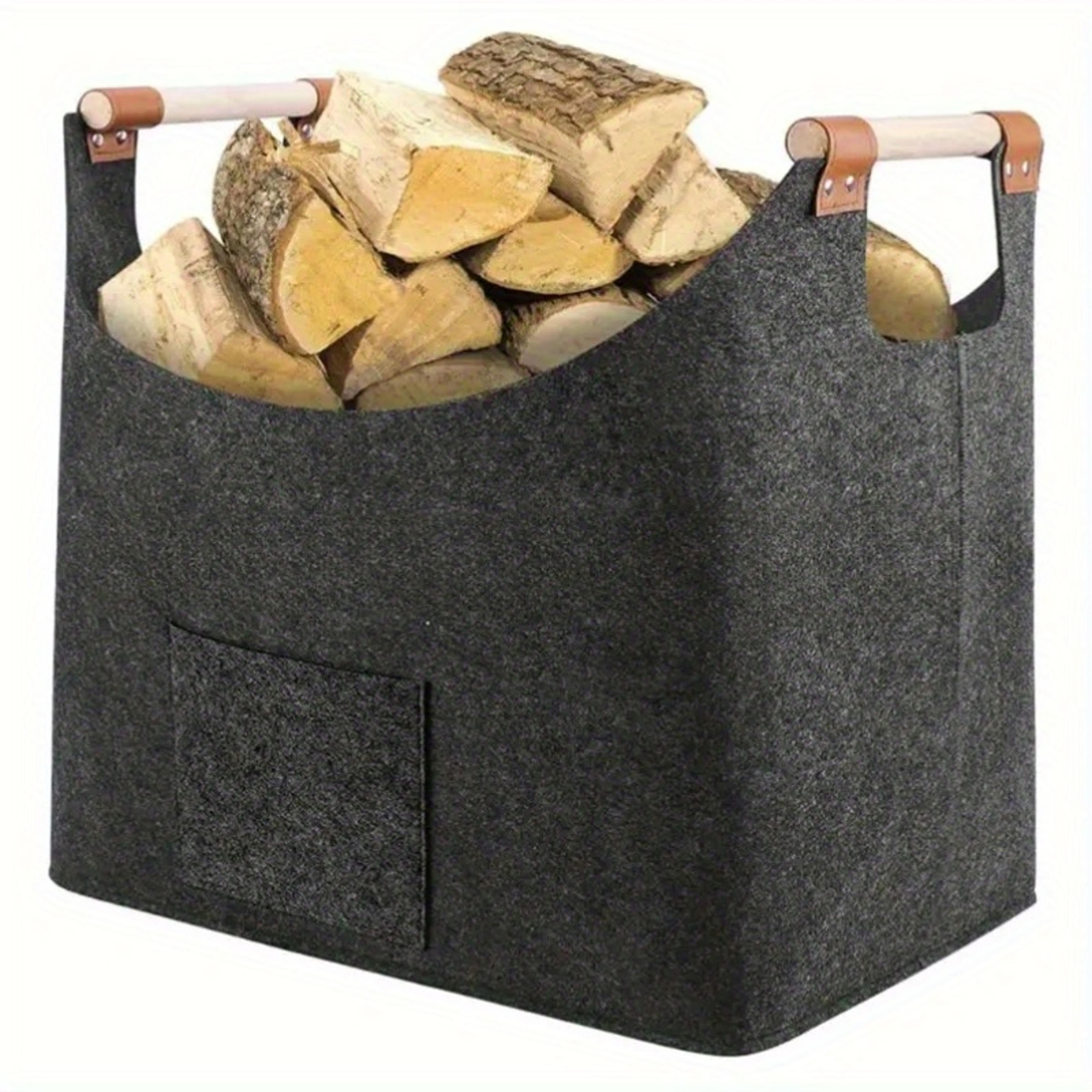 extra large felt firewood basket foldable log carrier with reinforced handles