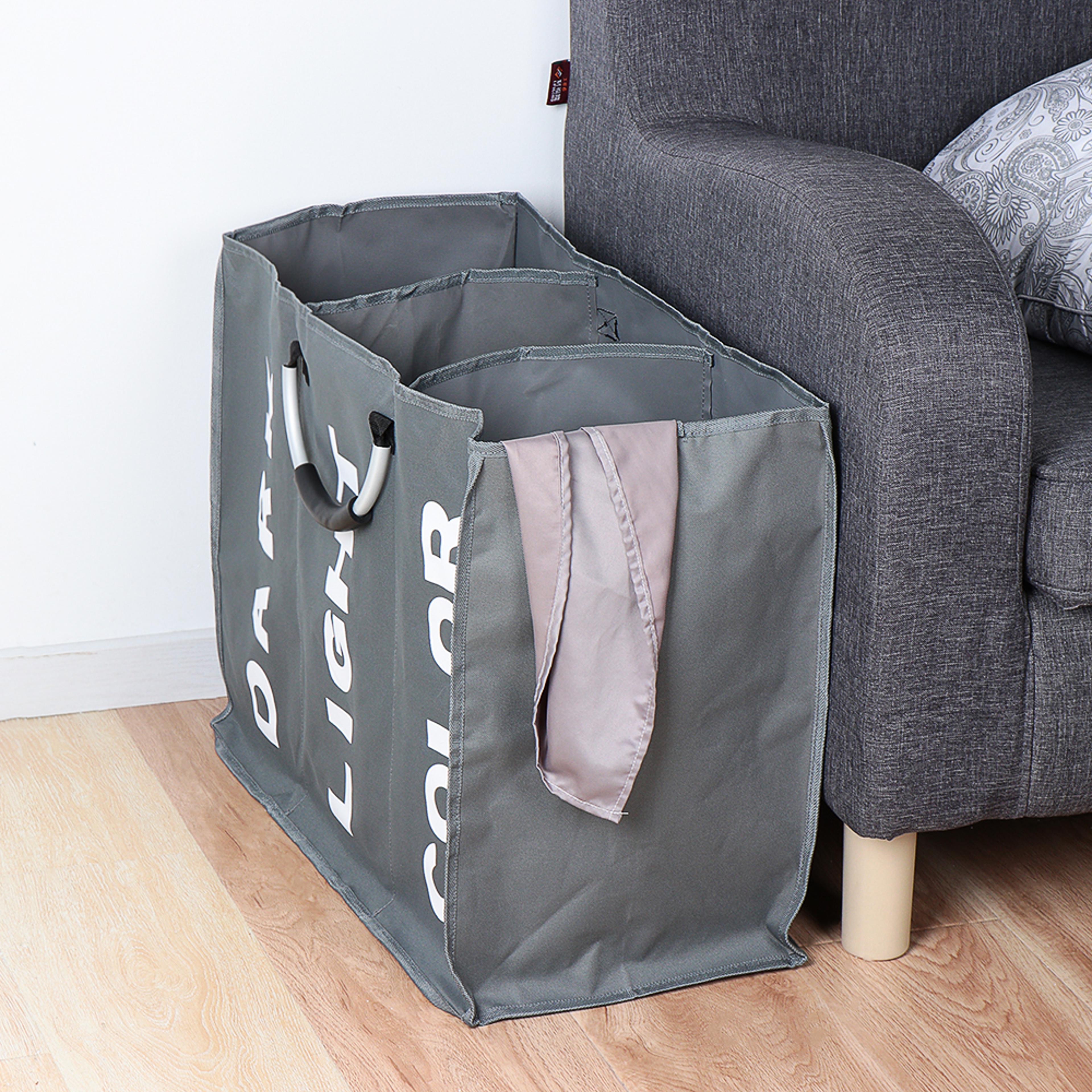 section foldable laundry hamper with aluminum handle