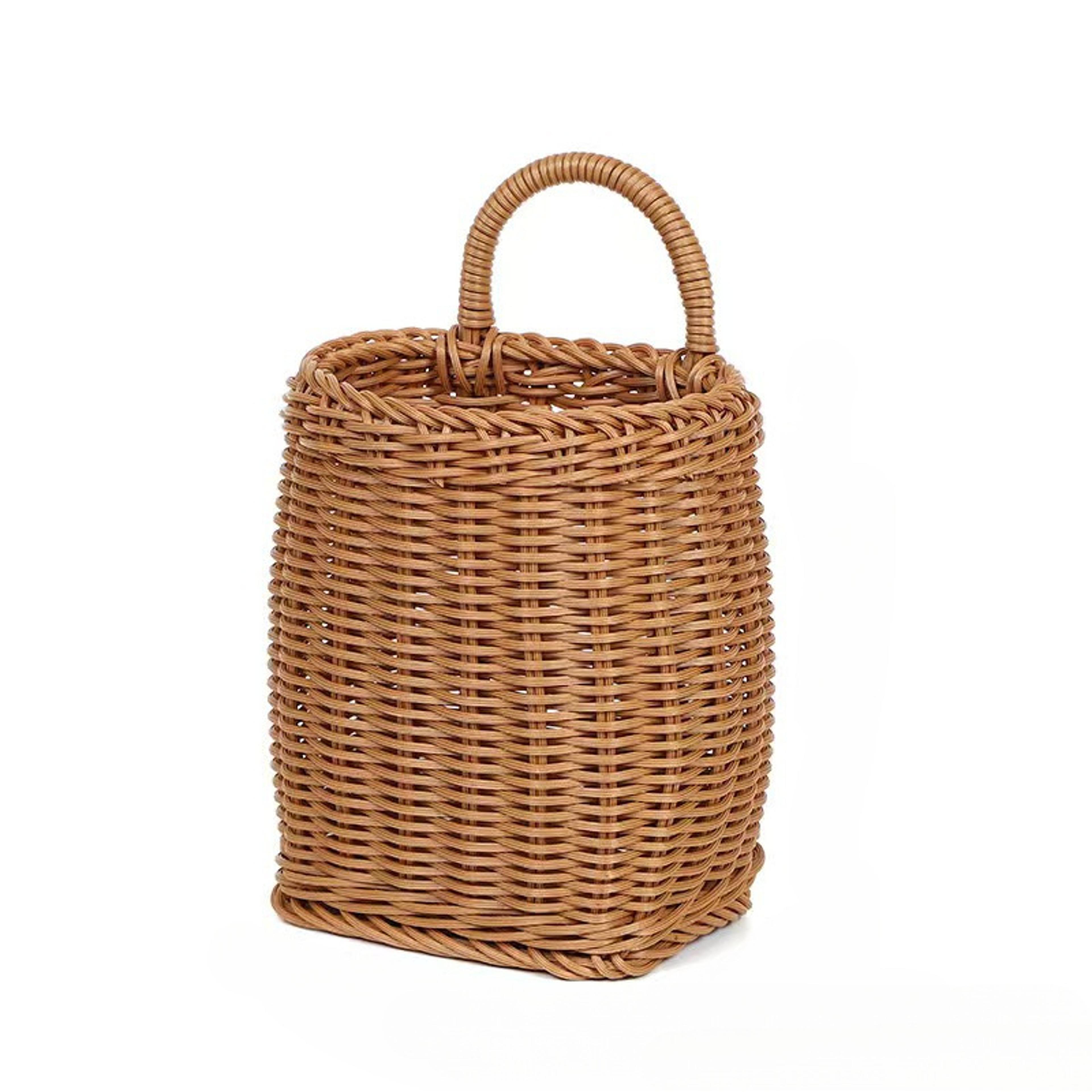 handmade rattan wall basket rustic woven hanging storage organizer