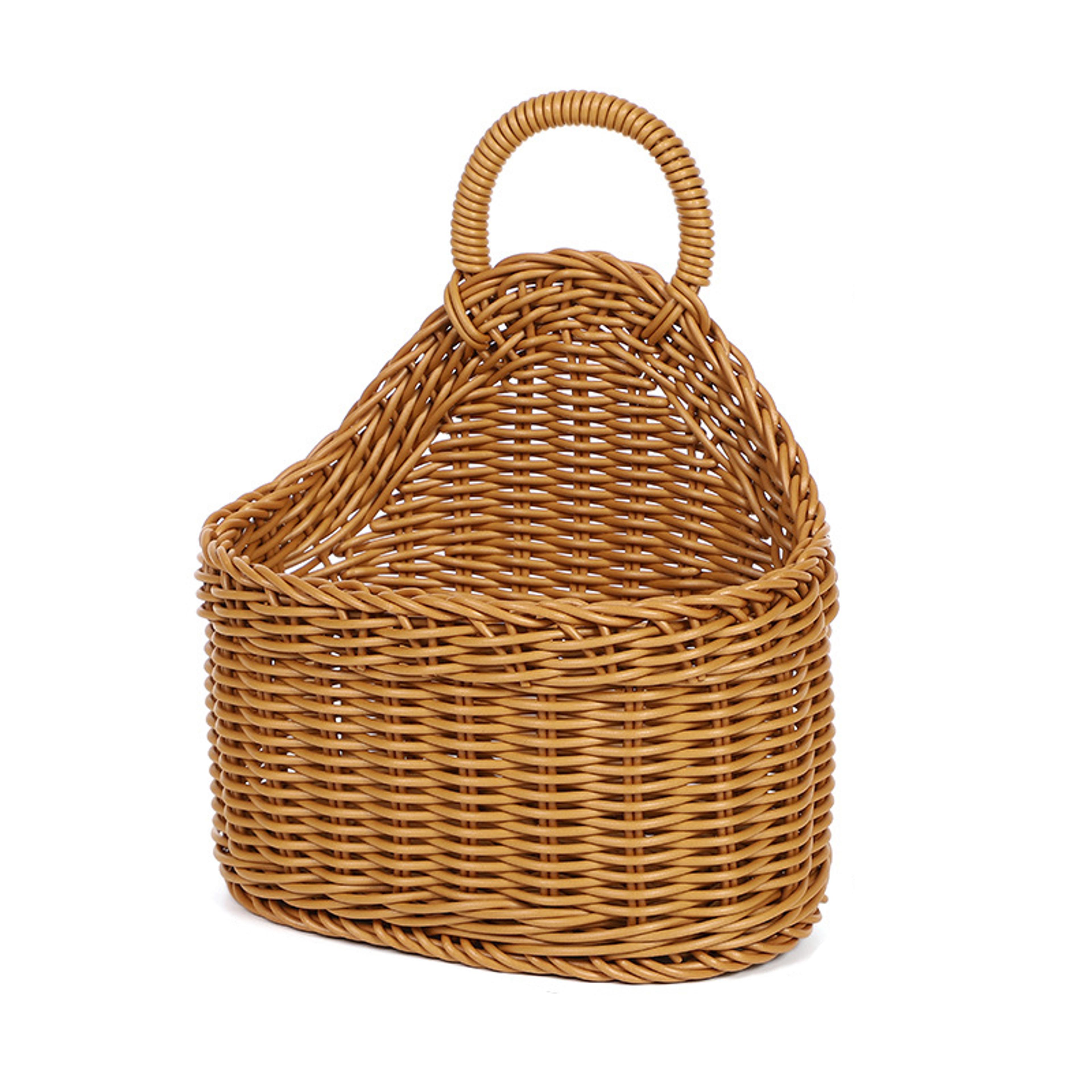 rustic woven hanging wall basket for farmhouse storage and flower decor
