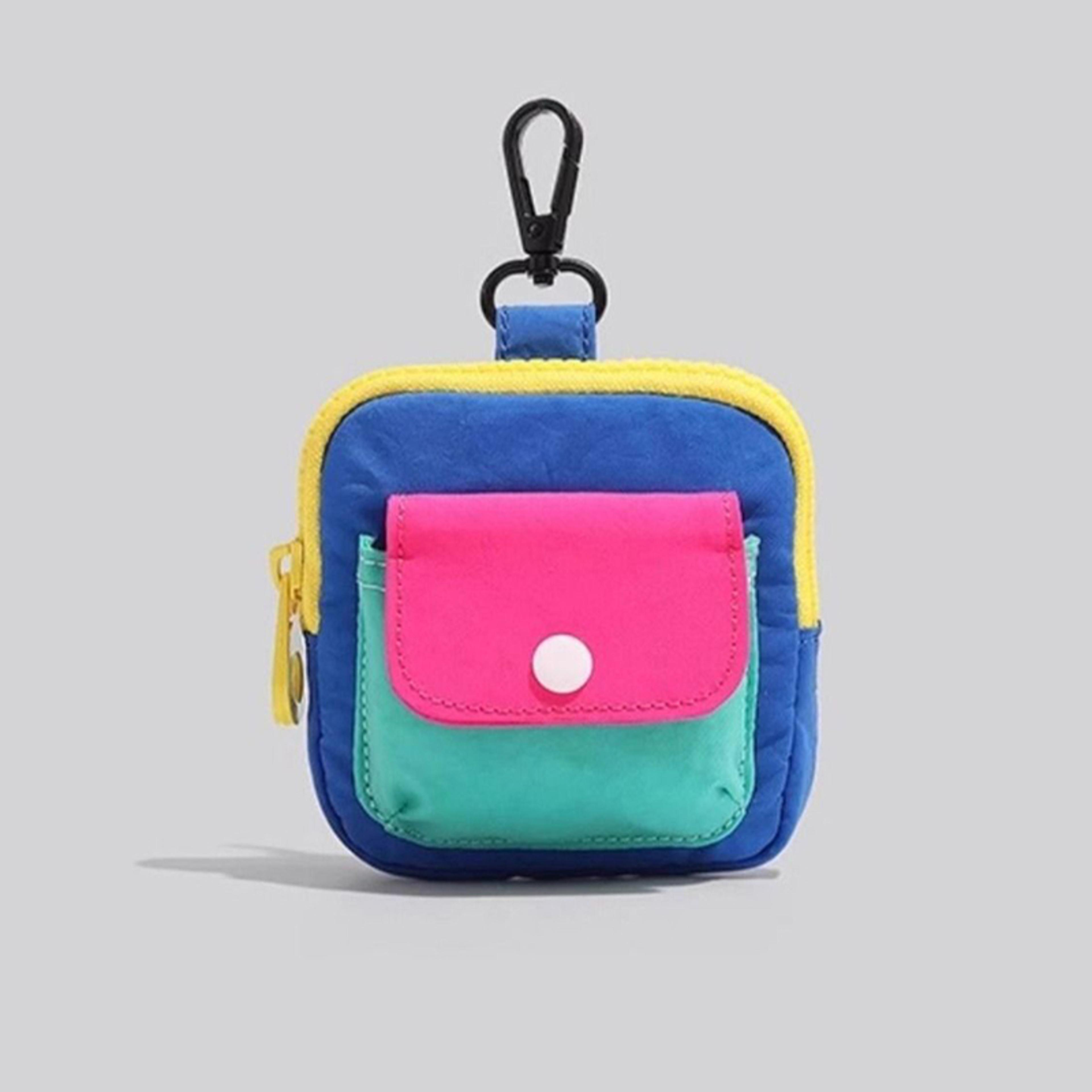 contrast color mini coin purse keychain wallet and earphone pouch