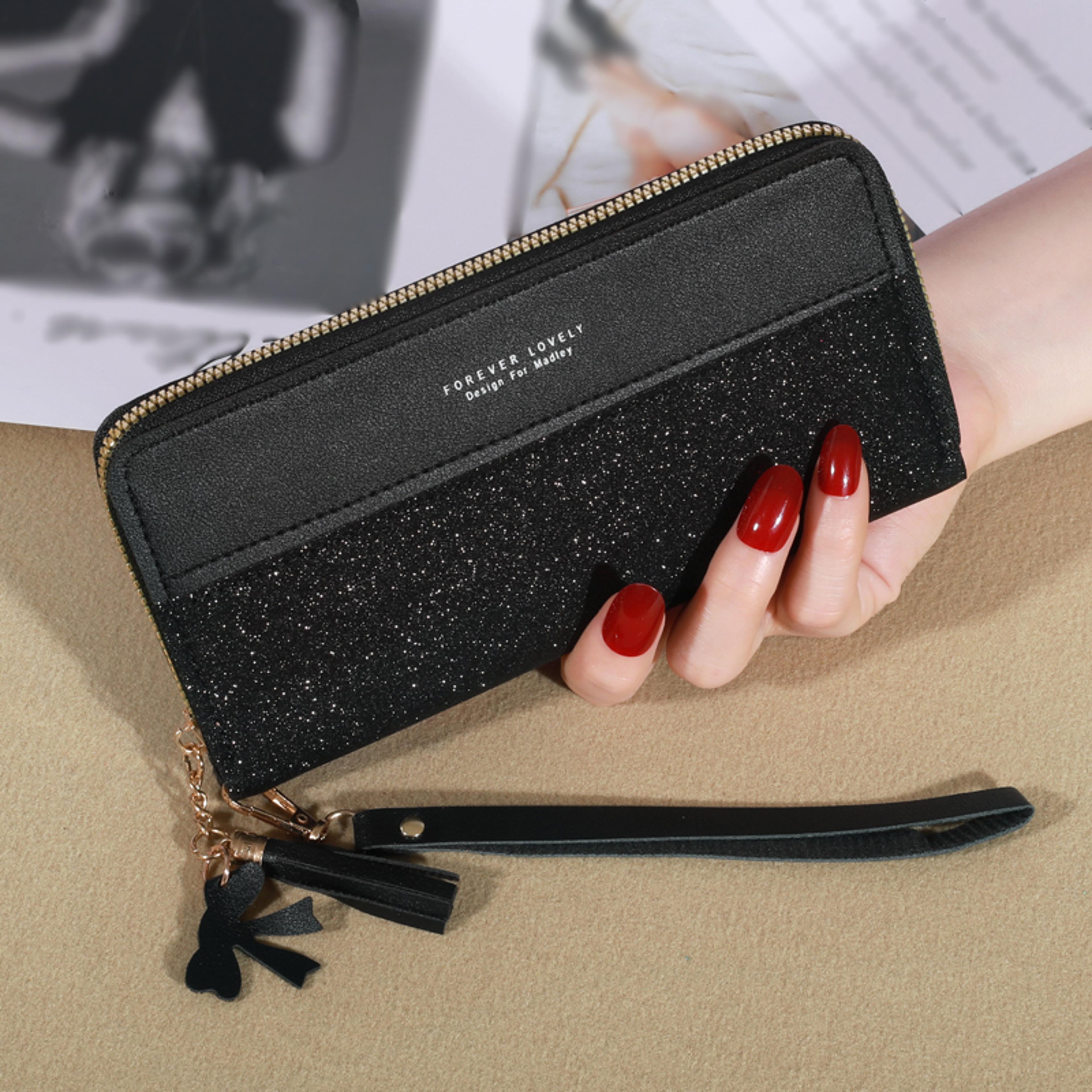 women's long zipper wallet pu leather card holder purse