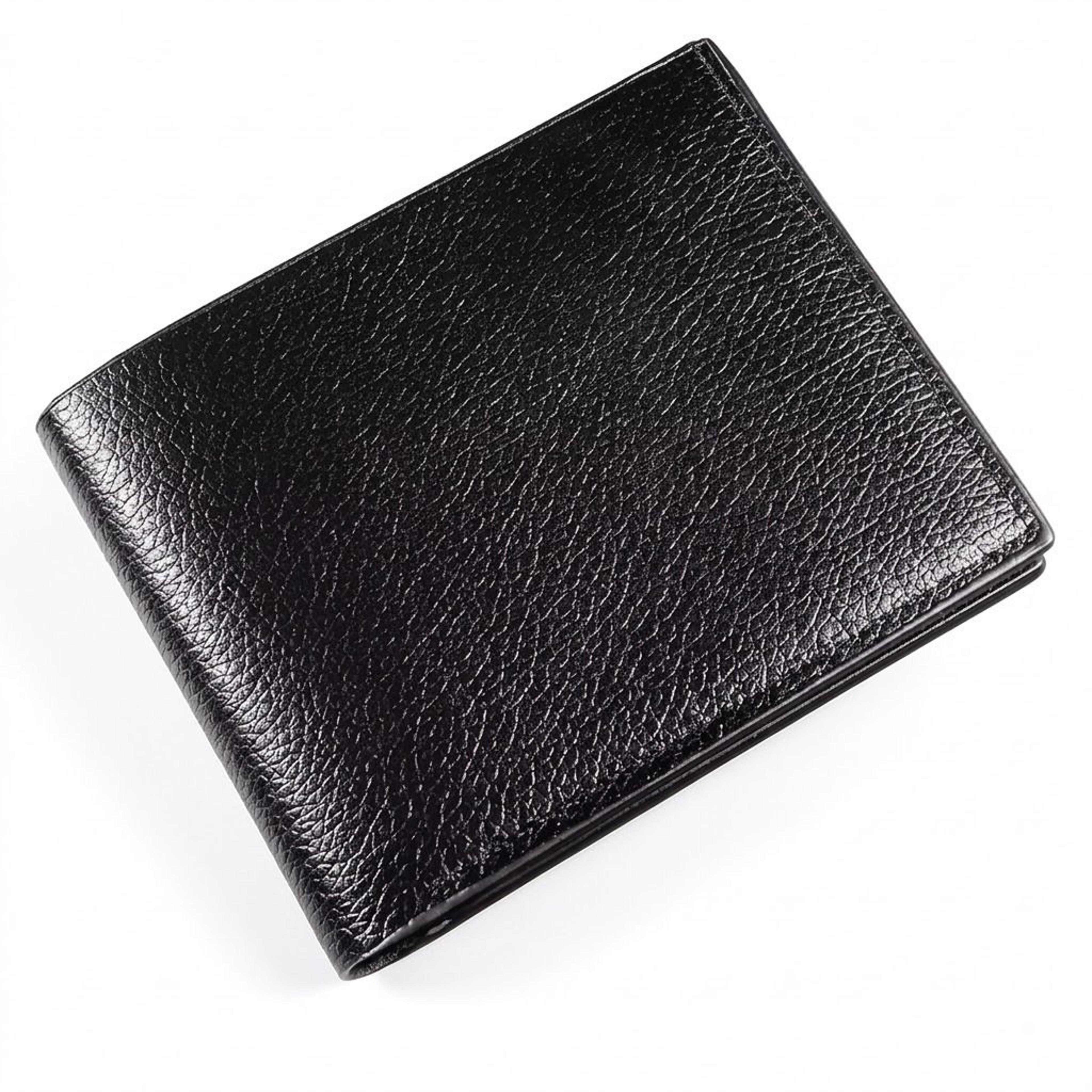 slim black bifold men's wallet with card and cash storage